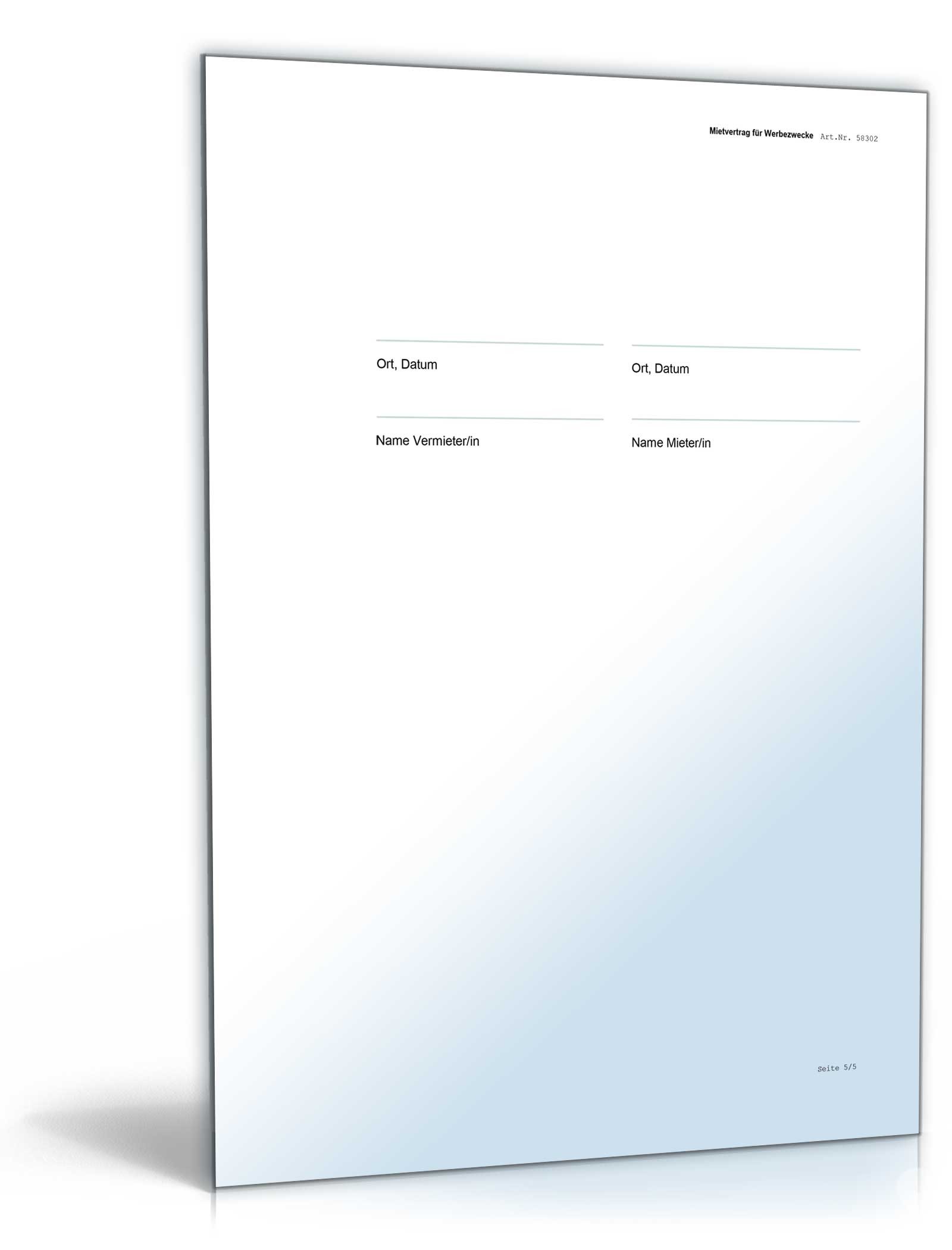 Mietvertrag Nutzung einer Werbefläche
 Word. Seite: 6