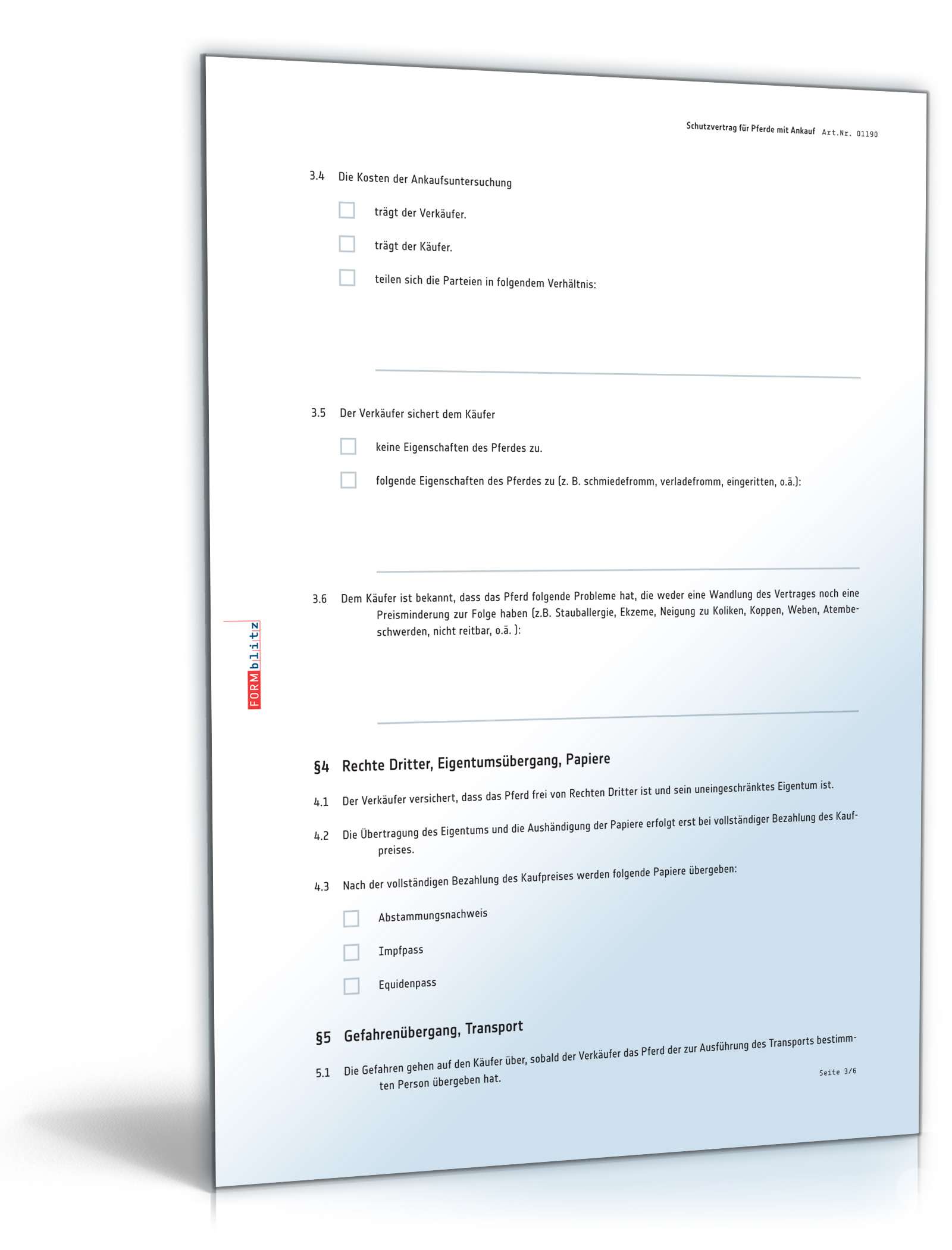 Schutzvertrag Pferde PDF. Seite: 3