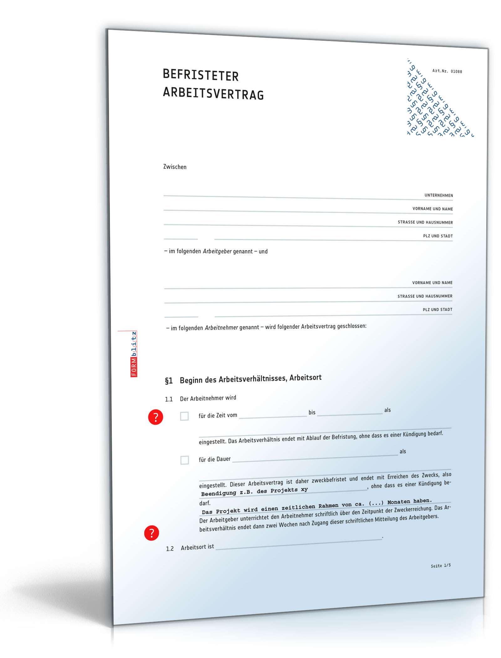 Befristeter Arbeitsvertrag PDF