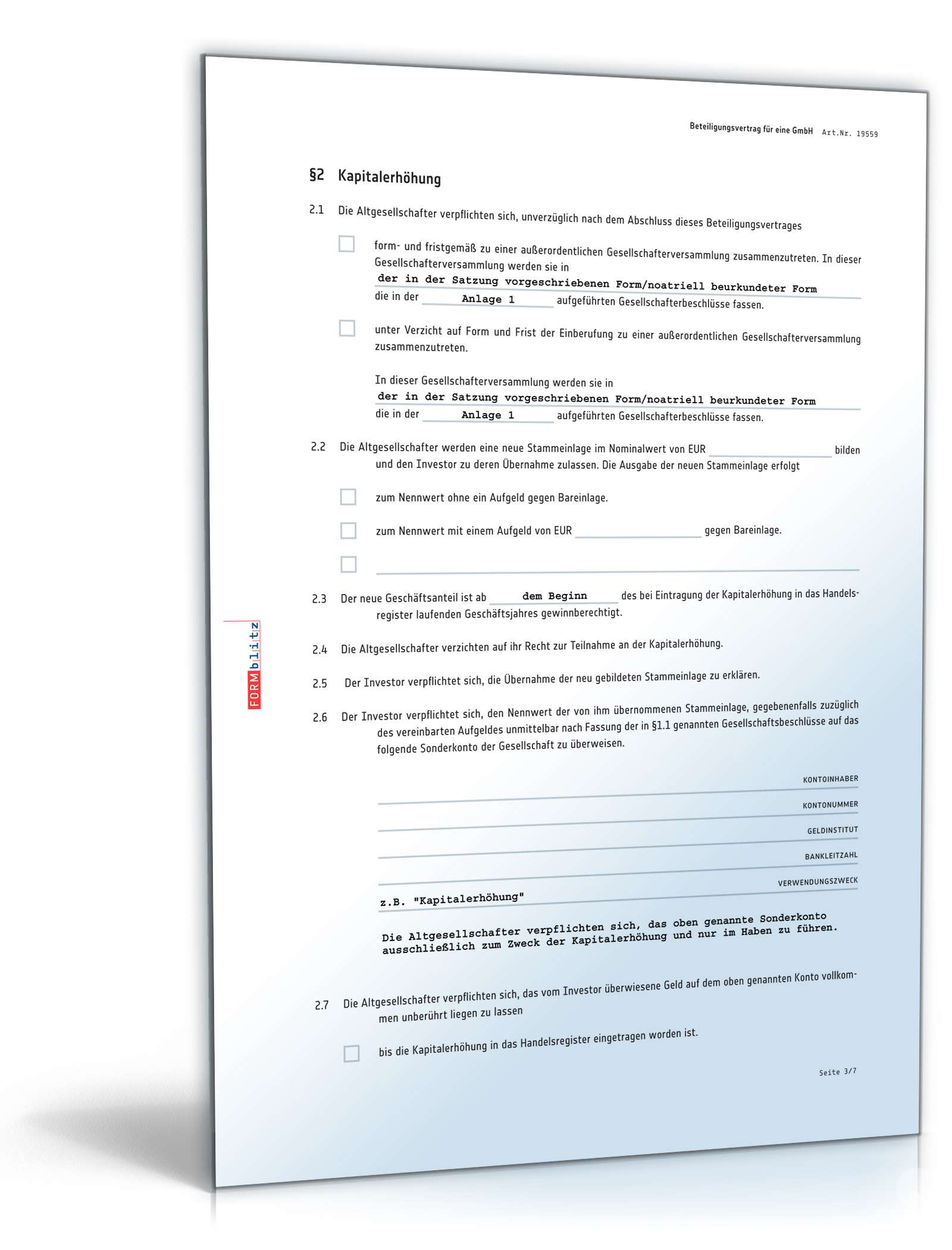 Beteiligungsvertrag GmbH PDF. Seite: 3