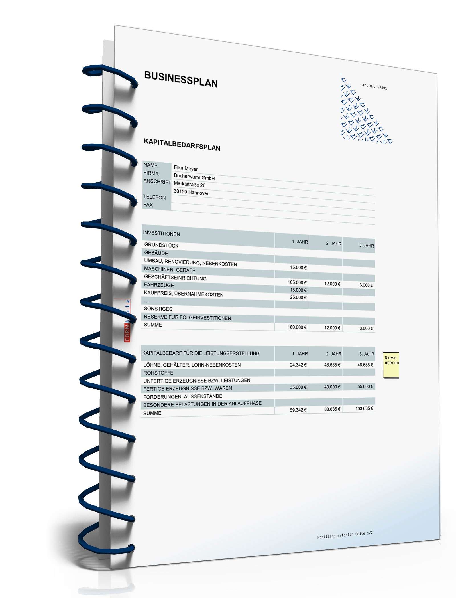 Businessplan Buchhandlung Excel. Seite: 18