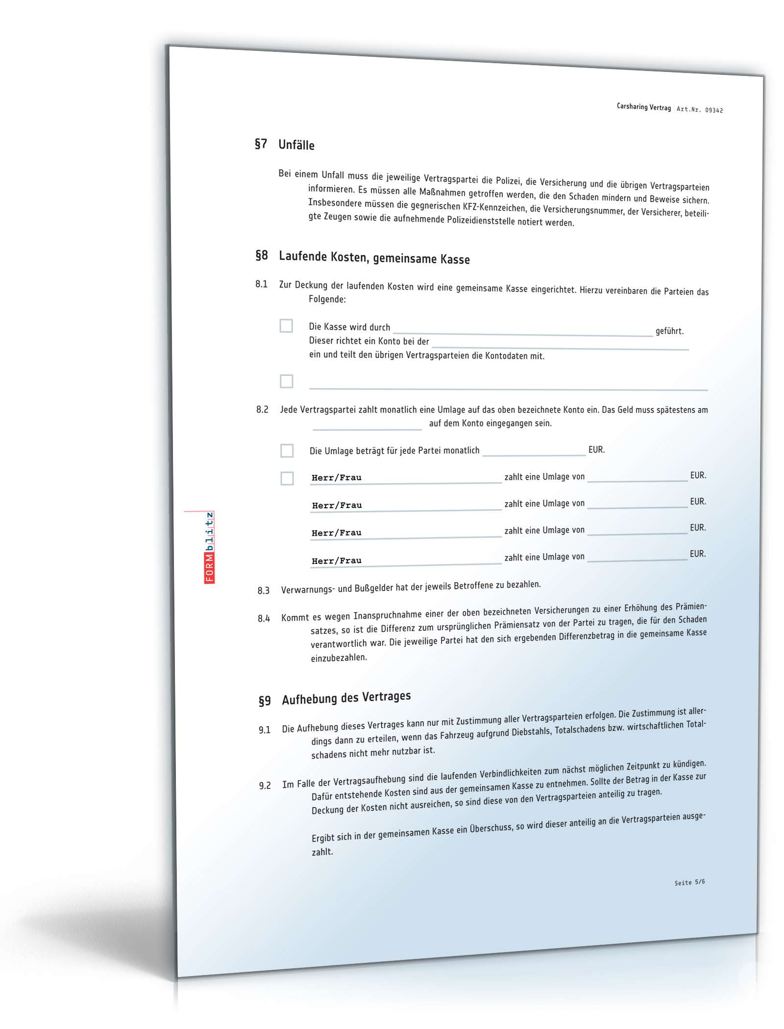 Carsharing Vertrag PDF. Seite: 5
