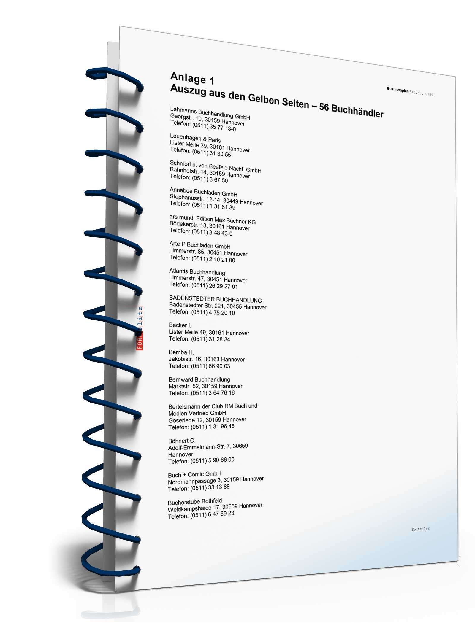 Businessplan Buchhandlung Excel. Seite: 16
