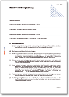 Modellvermittlungsvertrag Word