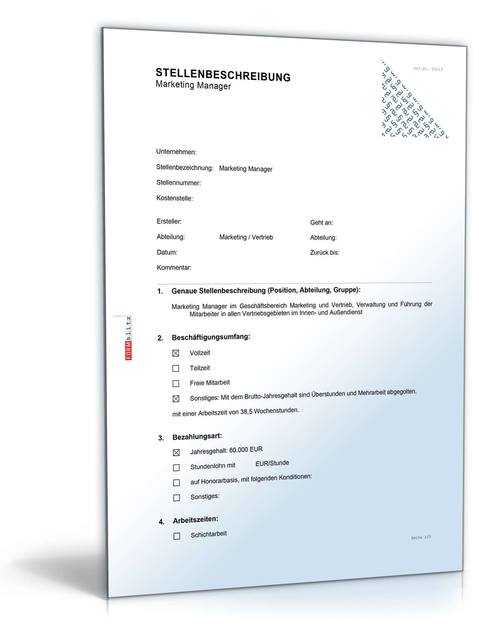 Stellenbeschreibung Marketing Manager Word