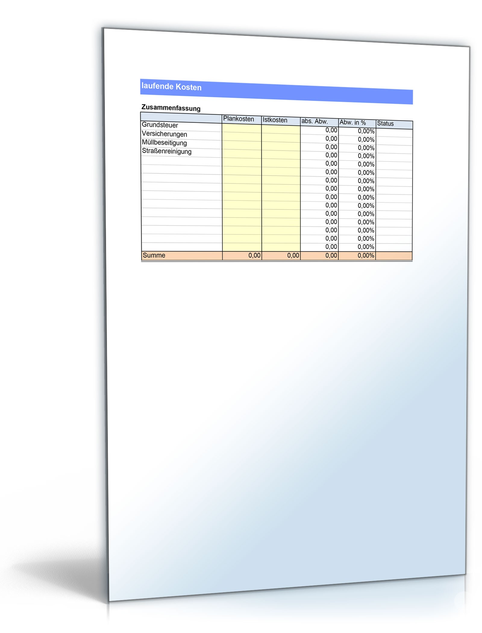 Baukostenrechner Excel. Seite: 12