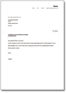 Fristgemäße Kündigung Handyvertrag Word