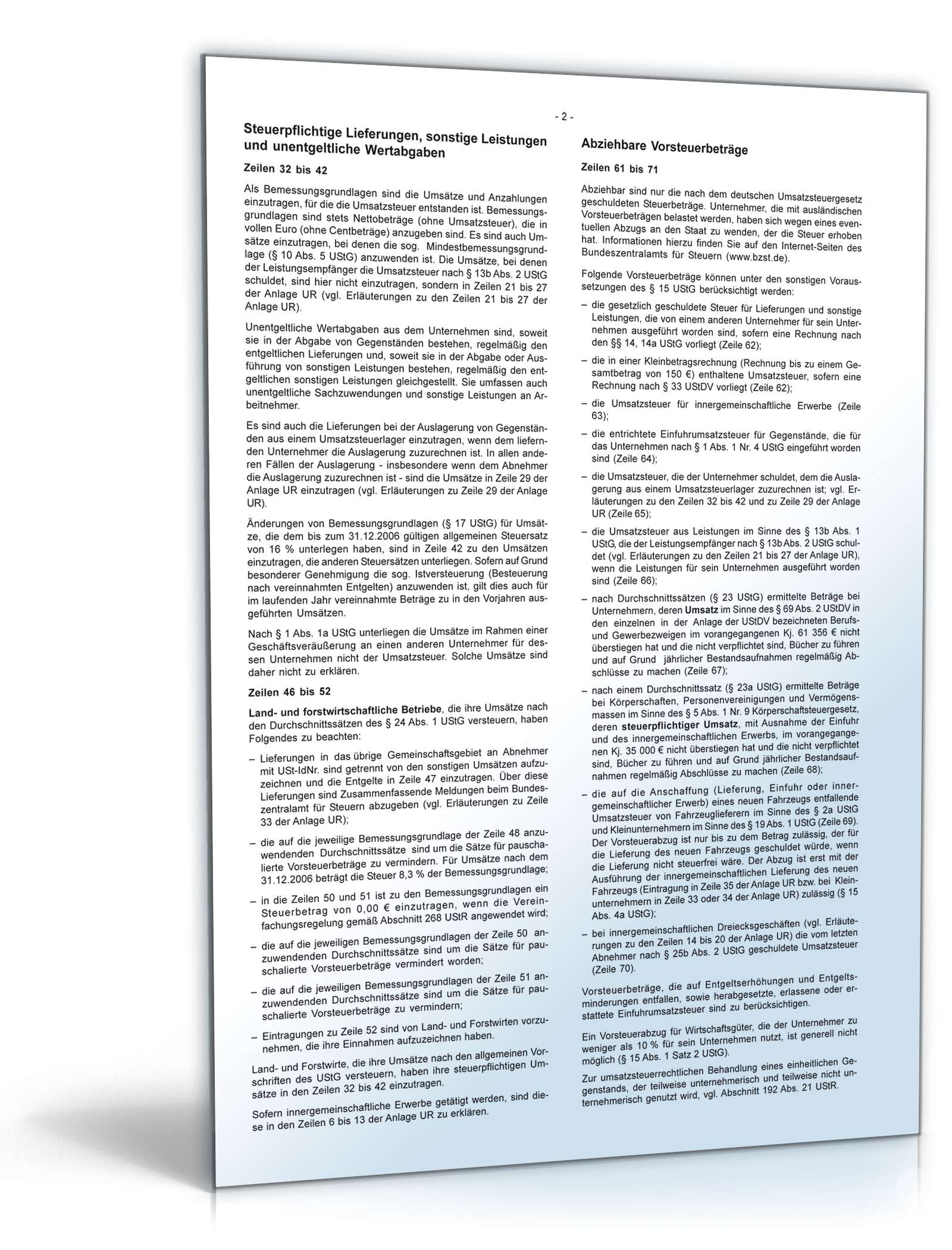 Anleitung zur Umsatzsteuererklärung 2009 PDF. Seite: 2