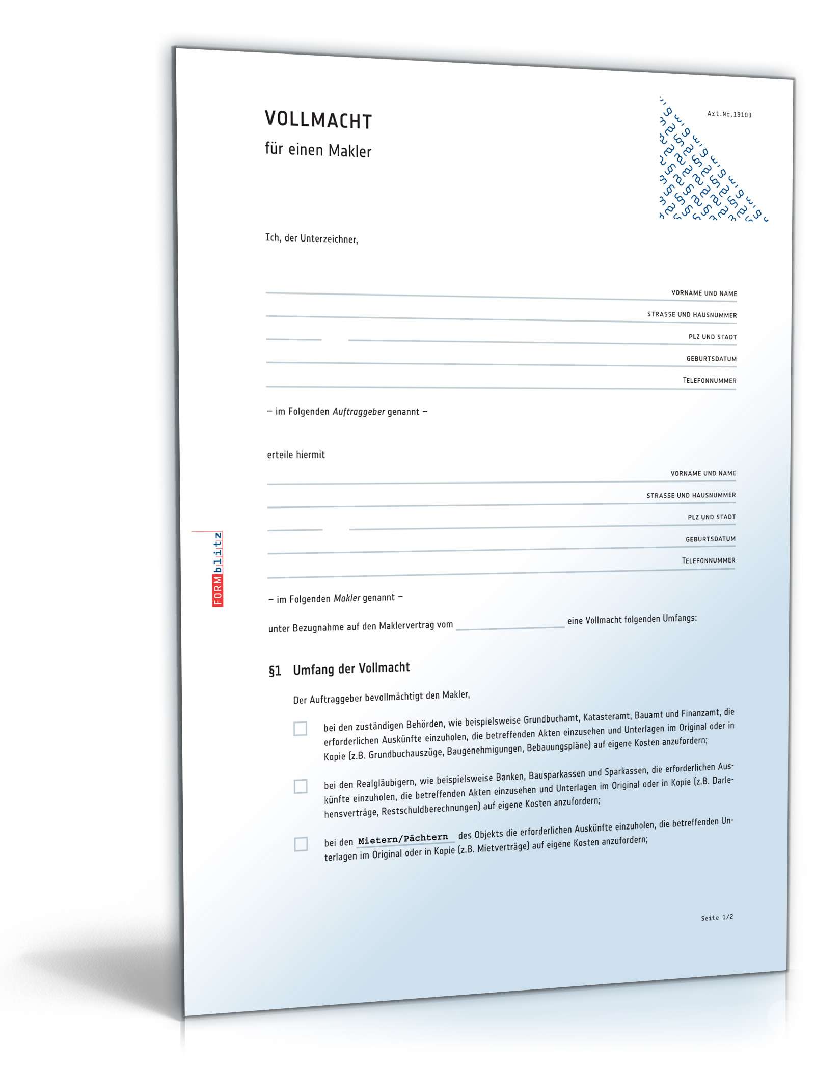 Maklervollmacht PDF
