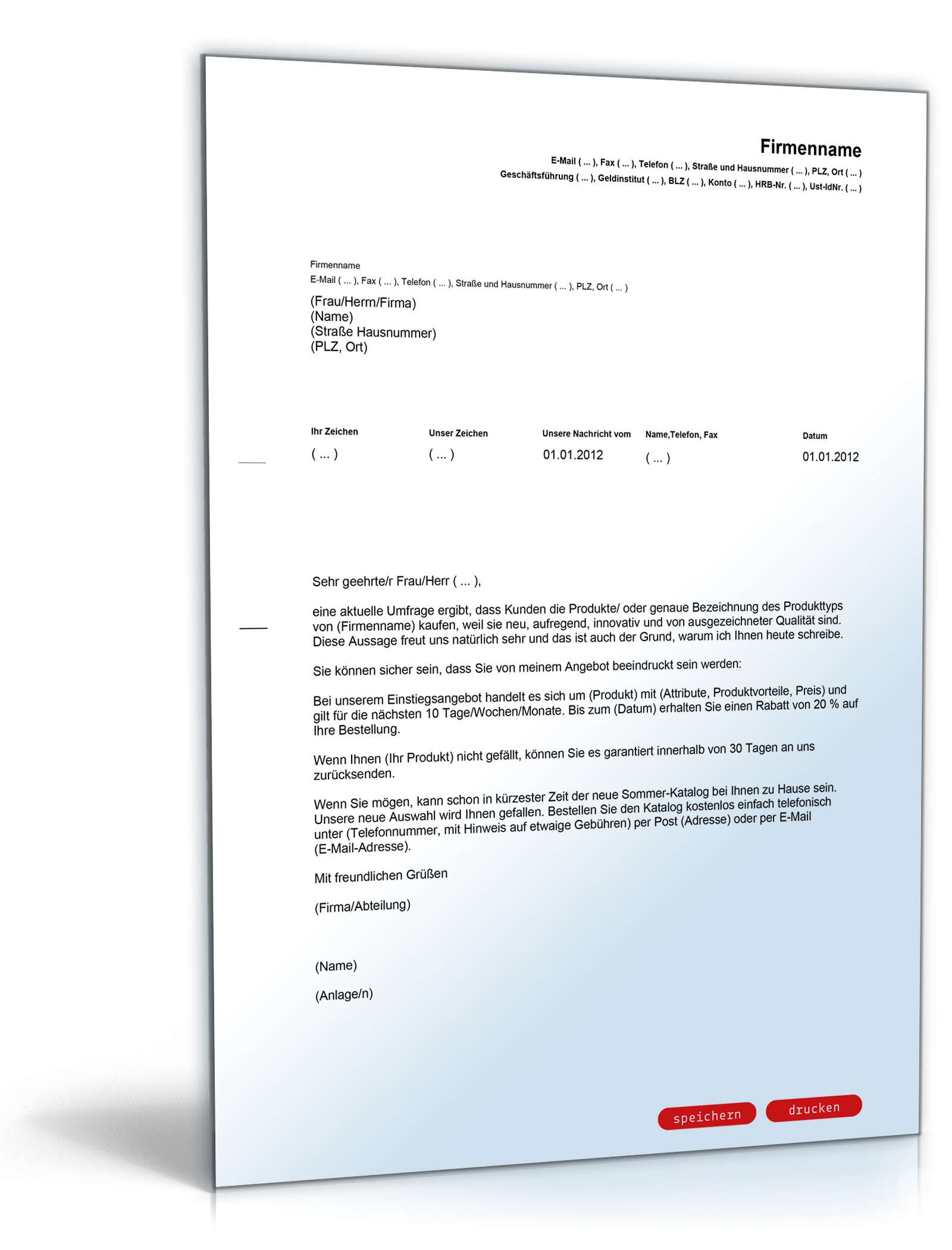 Allgemeiner Werbebrief neue Produkte PDF