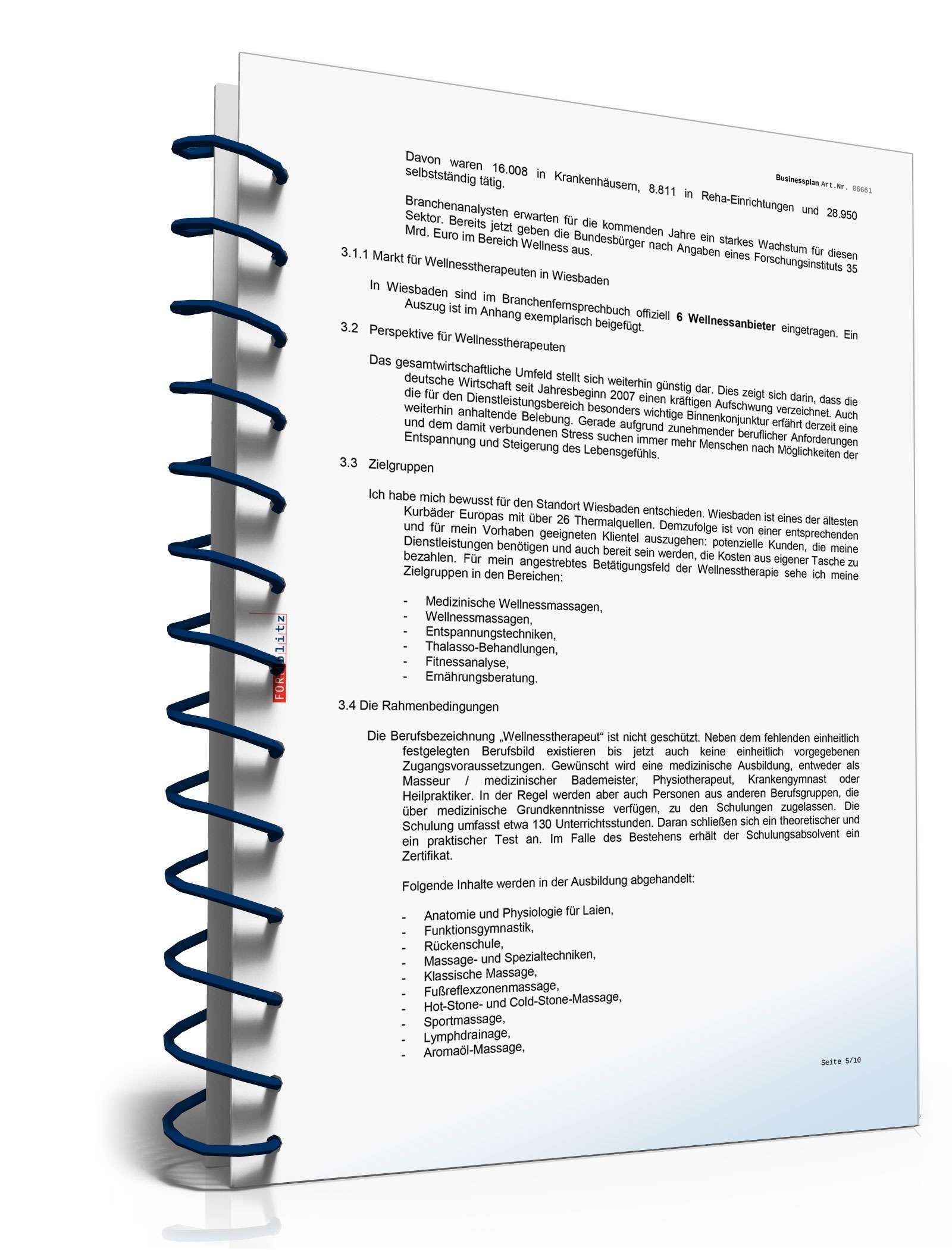 Businessplan Wellnesstherapie-Praxis Excel. Seite: 8