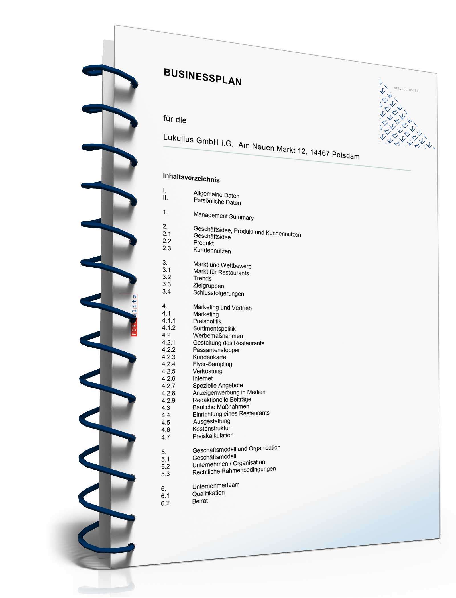 Businessplan Restaurant Excel. Seite: 3