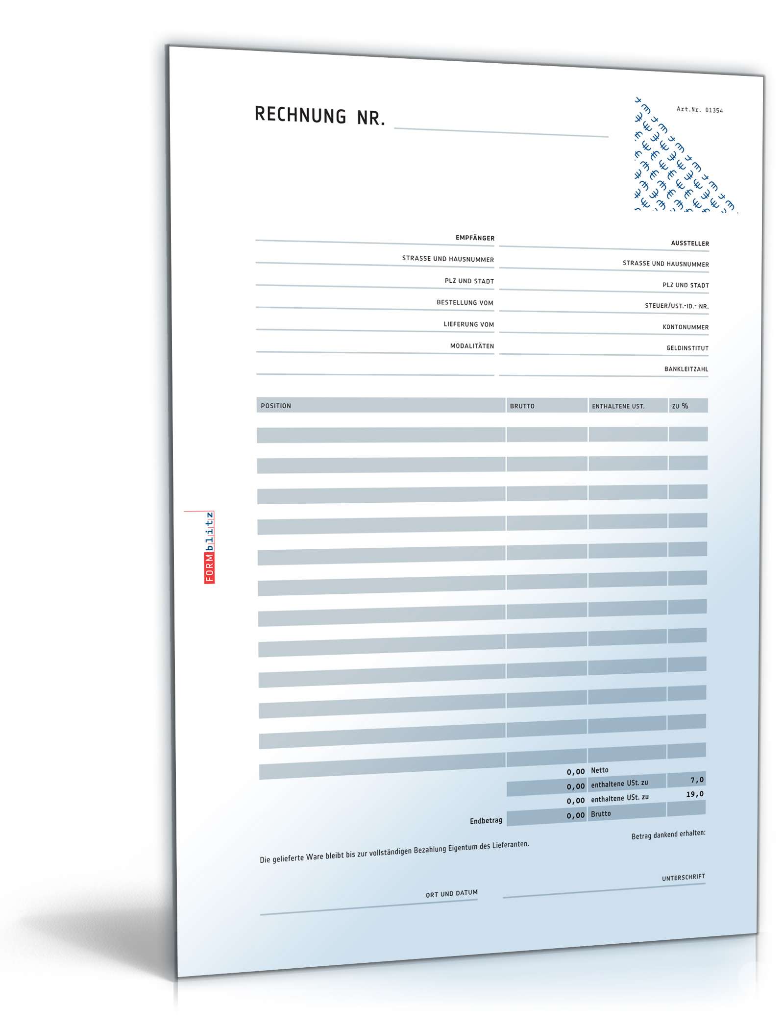 Rechnung brutto mit Überweisungsträger / Zahlschein PDF