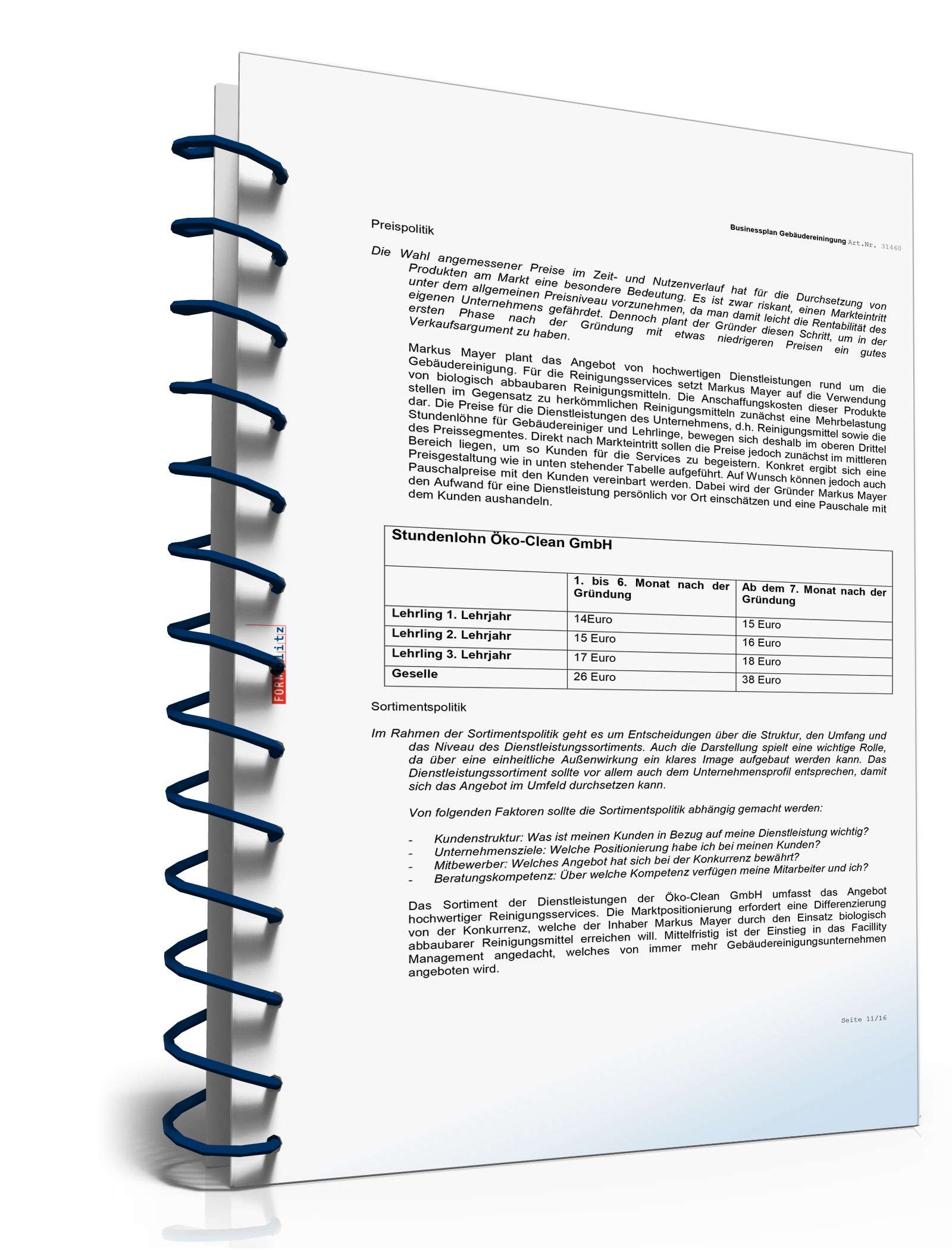 Businessplan Gebäudereinigung Excel. Seite: 10