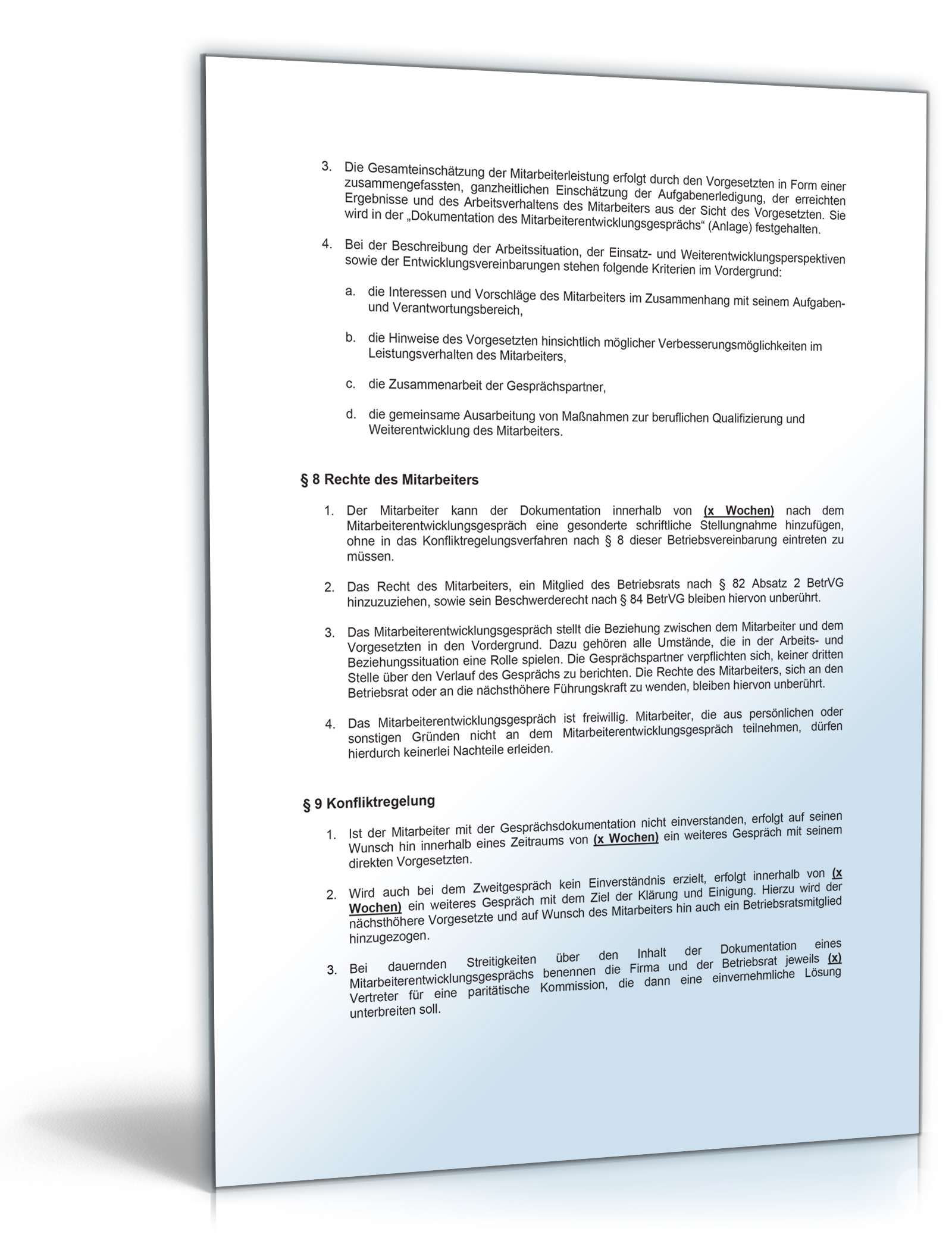 Betriebsvereinbarung über die Einführung von Mitarbeiterentwicklungsgesprächen PDF. Seite: 4