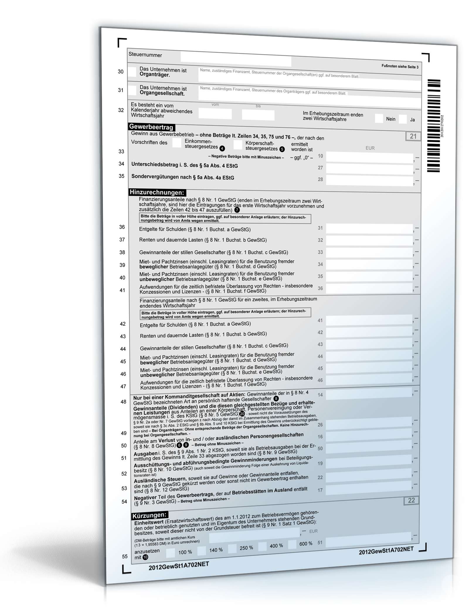 Gewerbesteuererklärung 2012 PDF. Seite: 2