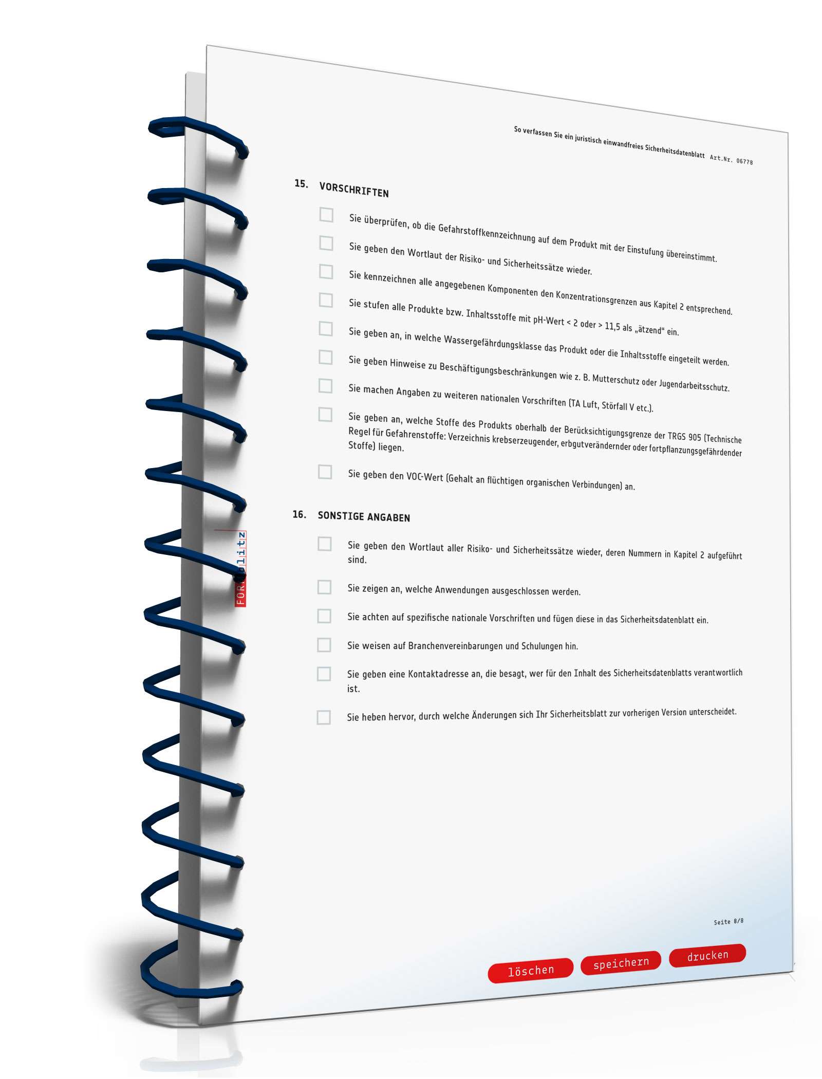 Checkliste Sicherheitsdatenblatt PDF. Seite: 9