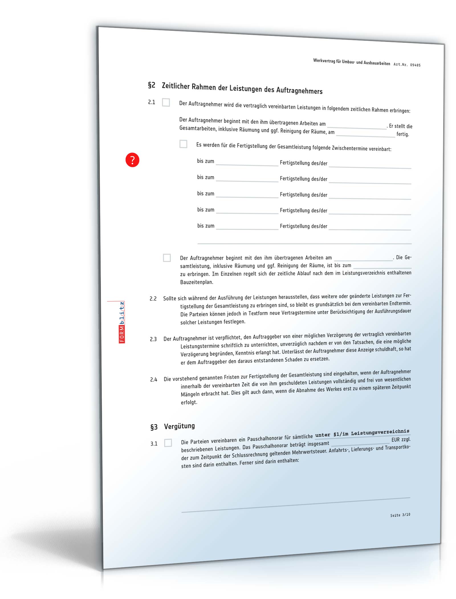 Werkvertrag zu Umbau- und Ausbauarbeiten PDF. Seite: 3