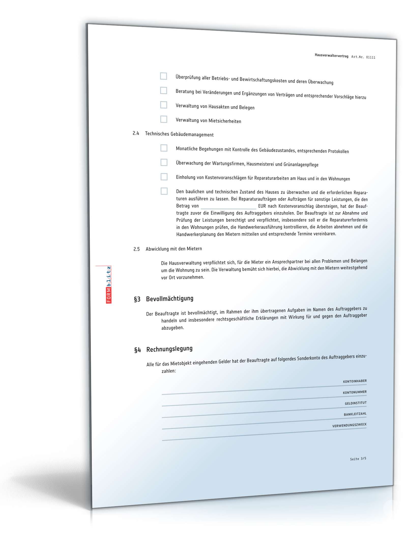 Hausverwaltervertrag PDF. Seite: 3