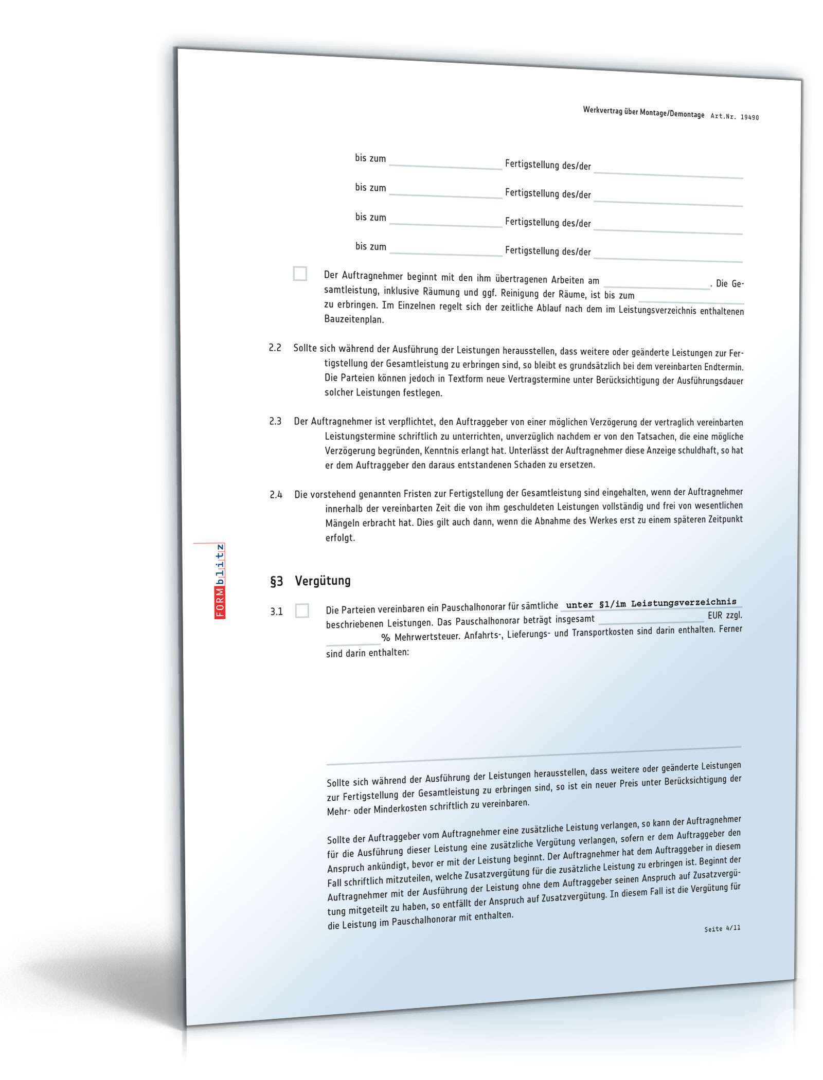 Werkvertrag Montage oder Demontage PDF. Seite: 4