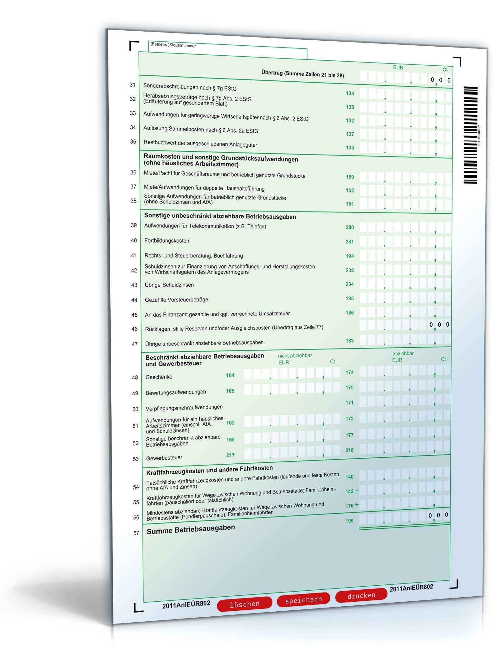 Anlage EÜR 2011 PDF. Seite: 2