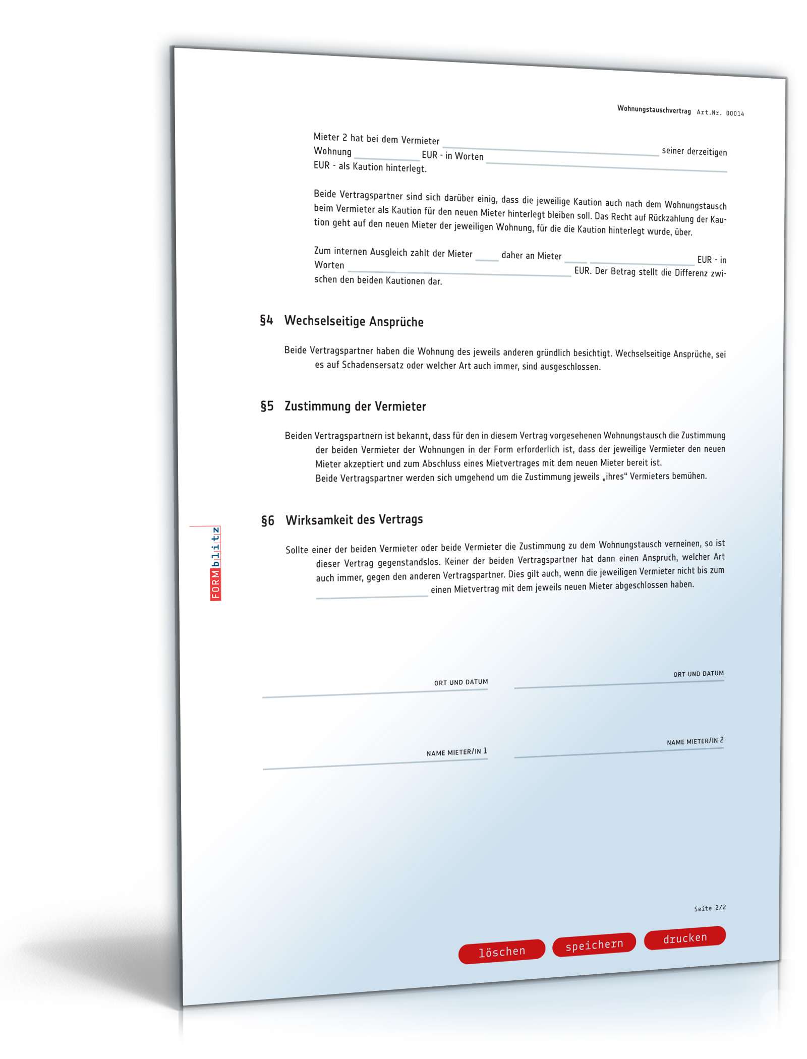 Wohnungstauschvertrag PDF. Seite: 2