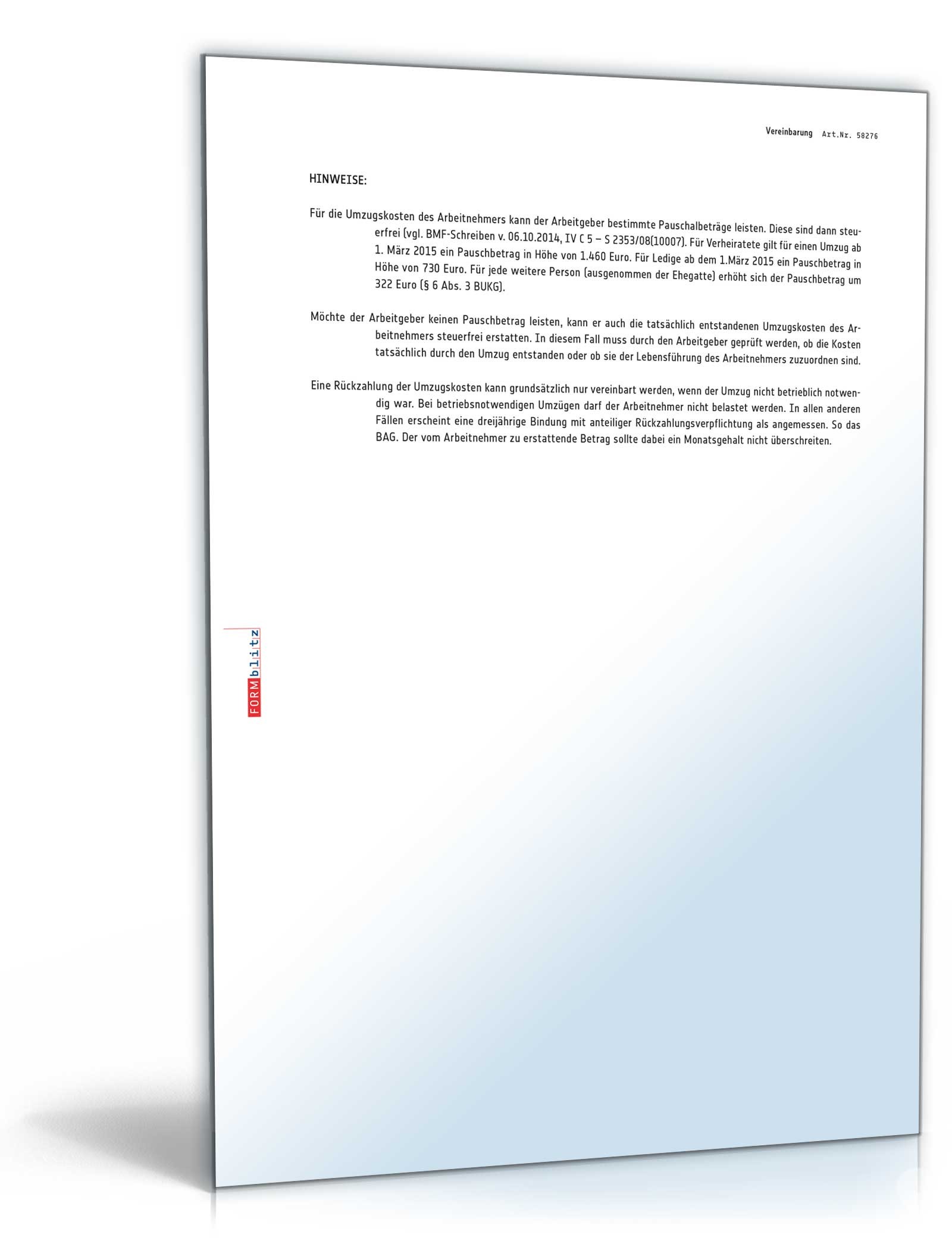 Vereinbarung über die Übernahme von Umzugskosten PDF. Seite: 3