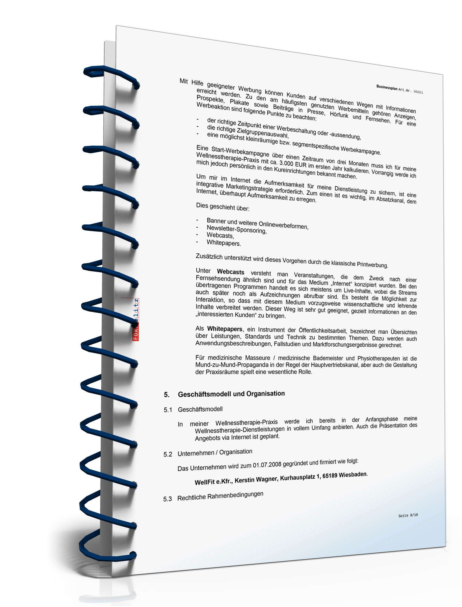 Businessplan Wellnesstherapie-Praxis Excel. Seite: 11