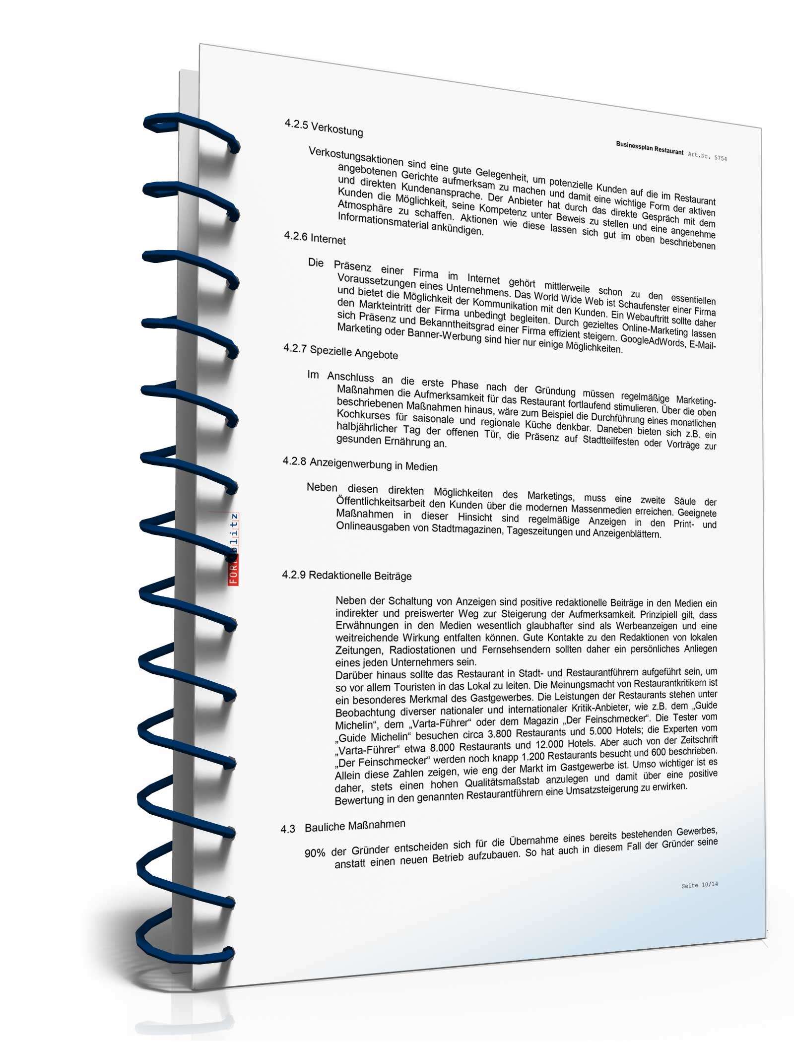 Businessplan Restaurant Excel. Seite: 9