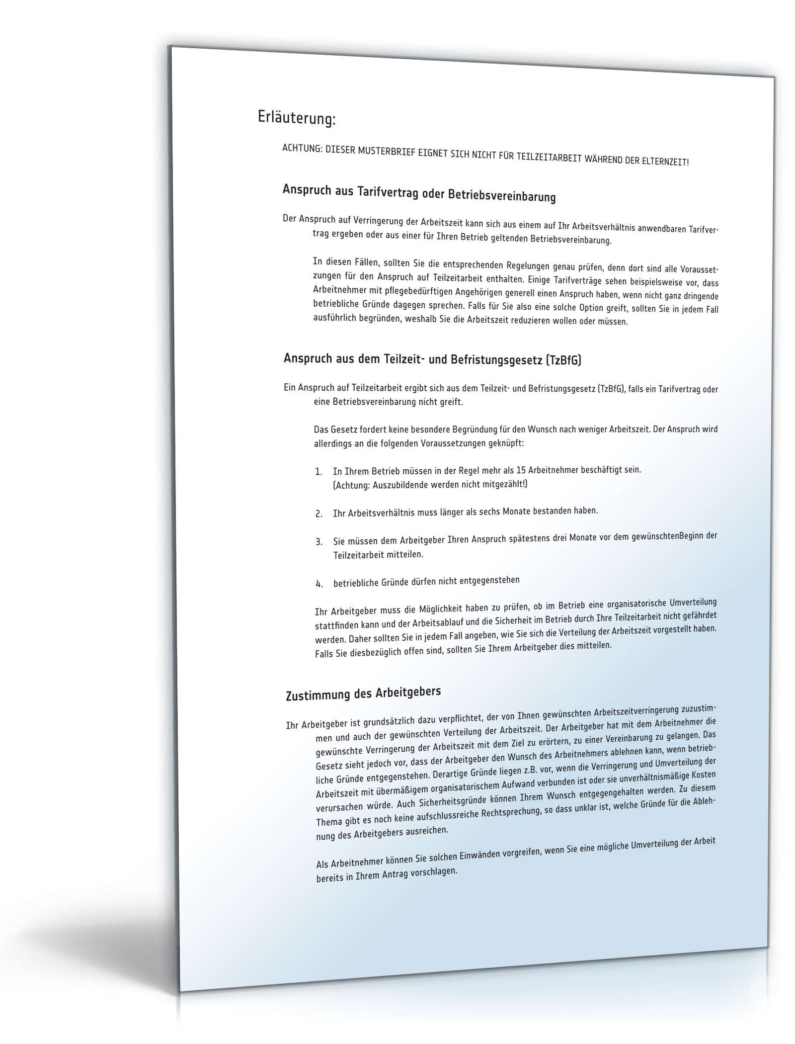 Anmeldung der Teilzeitarbeit beim Arbeitgeber PDF. Seite: 2