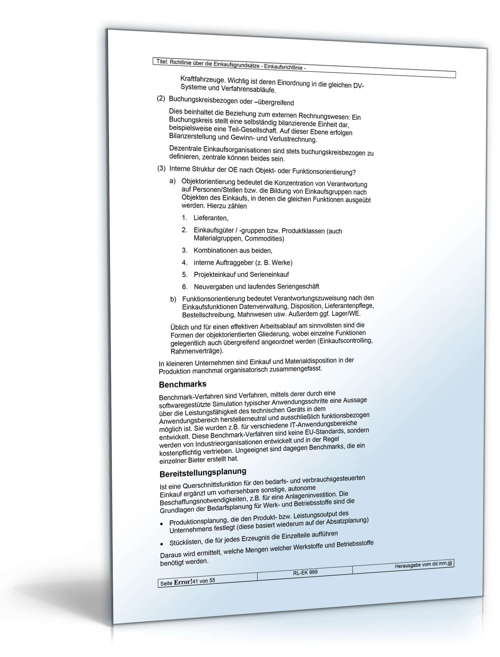 Richtlinien über die Einkaufsgrundsätze Word. Seite: 41