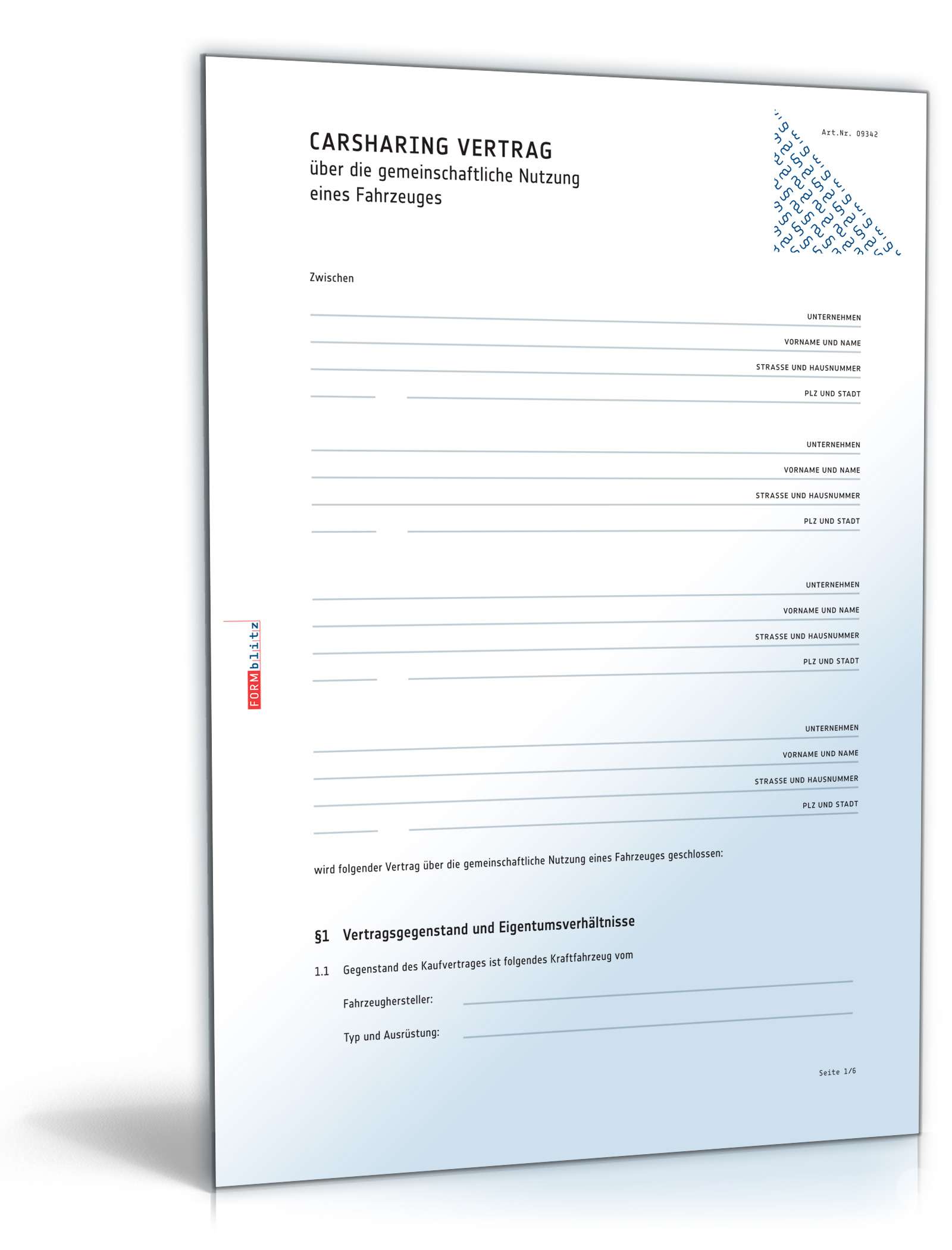 Carsharing Vertrag PDF