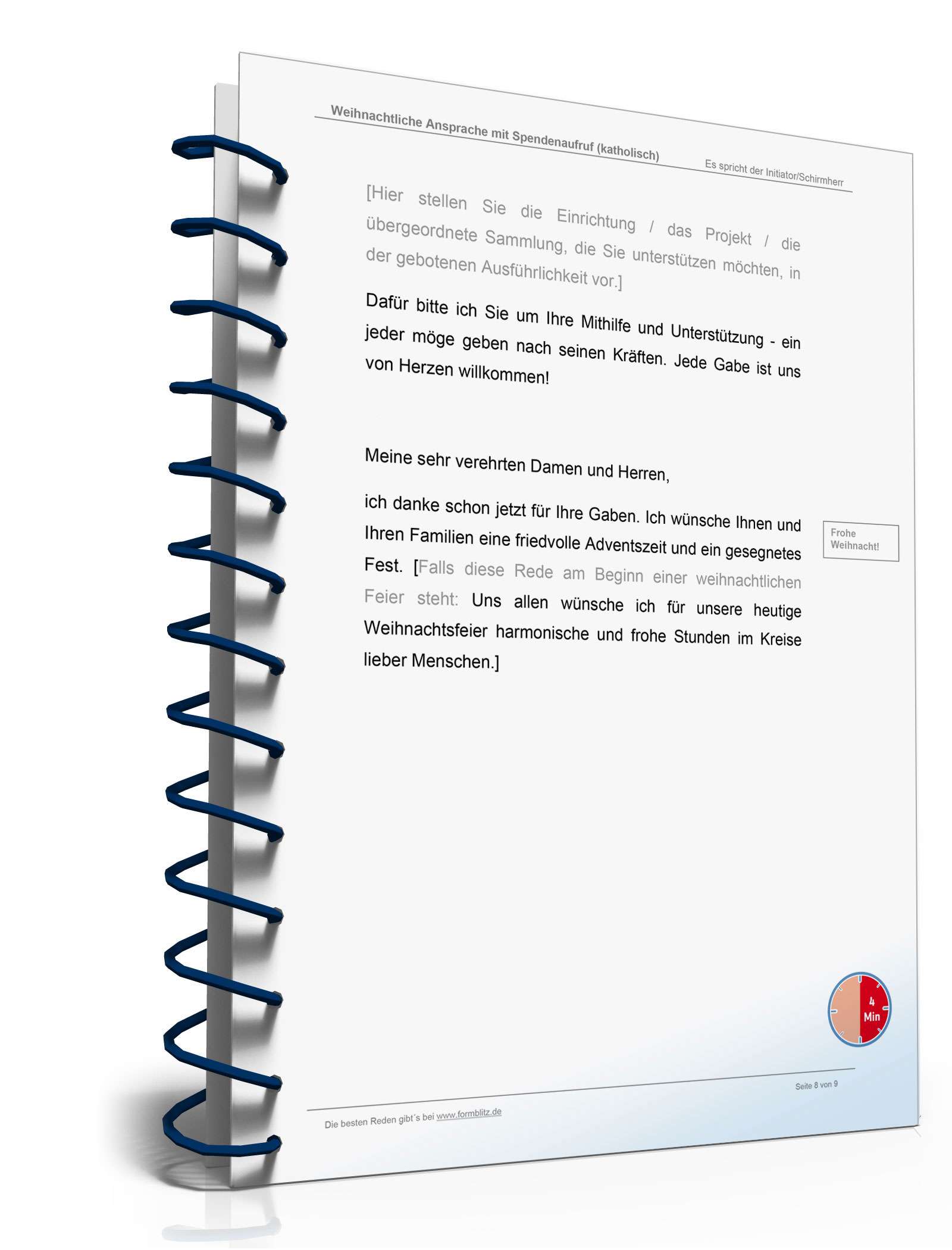 Katholische Weihnachtsansprache mit Spendenaufruf Word. Seite: 8