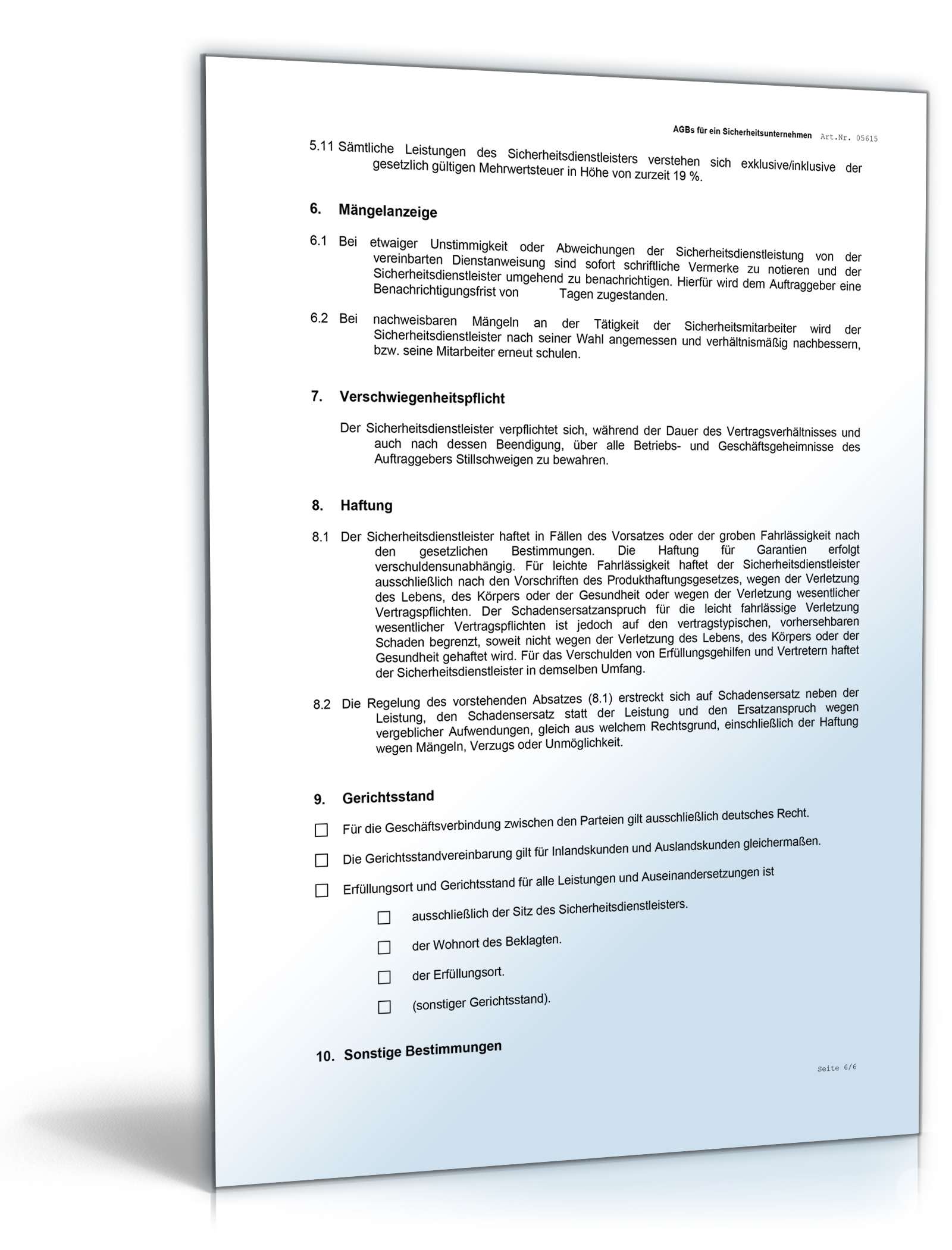 AGB Sicherheitsunternehmen Word. Seite: 5