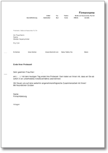 Übernahme nach bestandener Probezeit Word