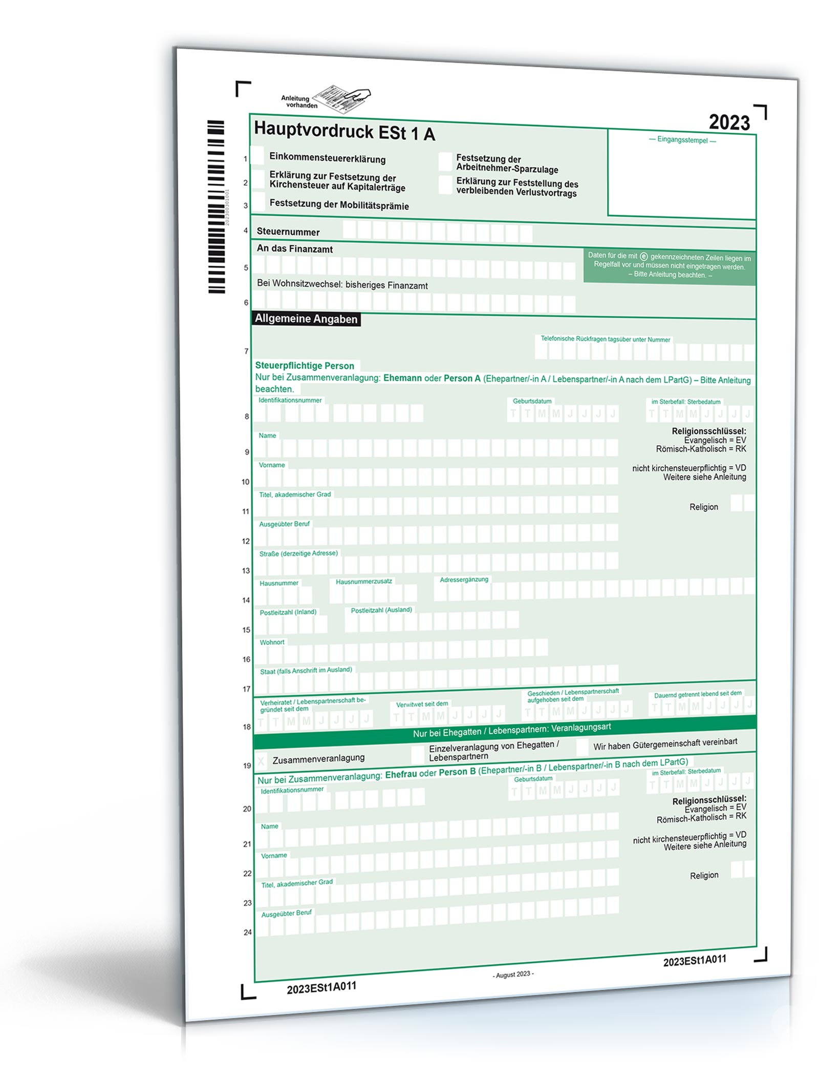 Einkommensteuererklärung beschränkt Steuerpflichtige 2023 PDF