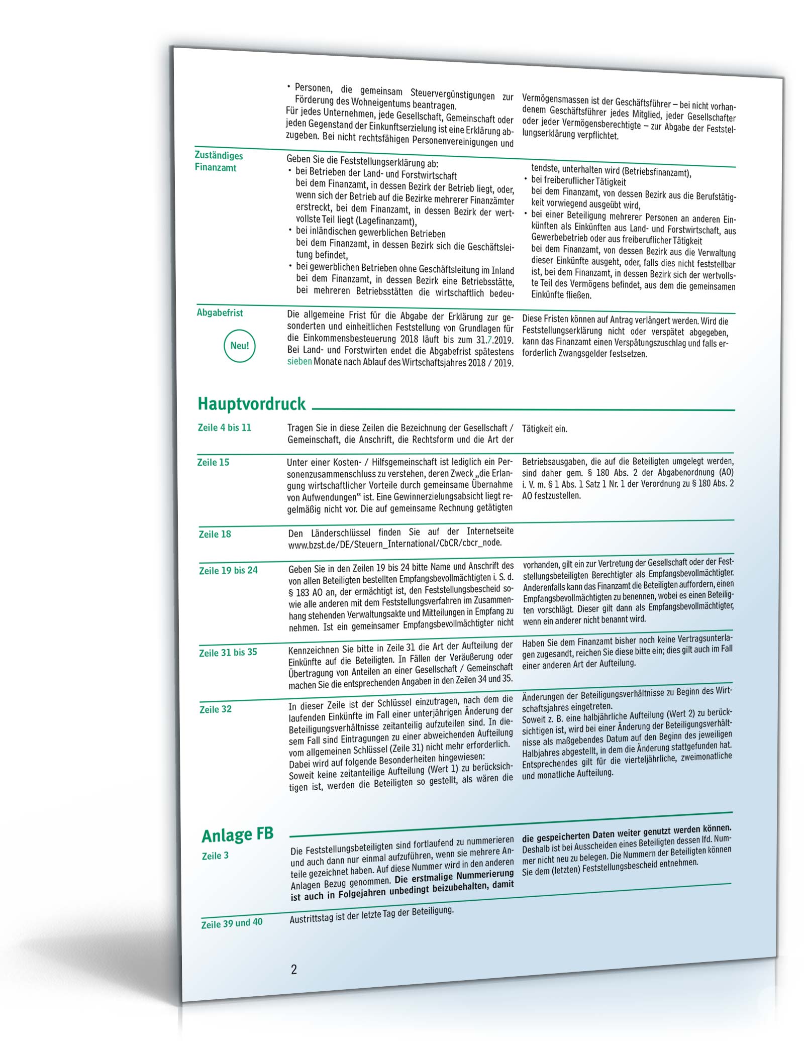 Erklärung zur gesonderten und einheitlichen Feststellung 2018  PDF. Seite: 3