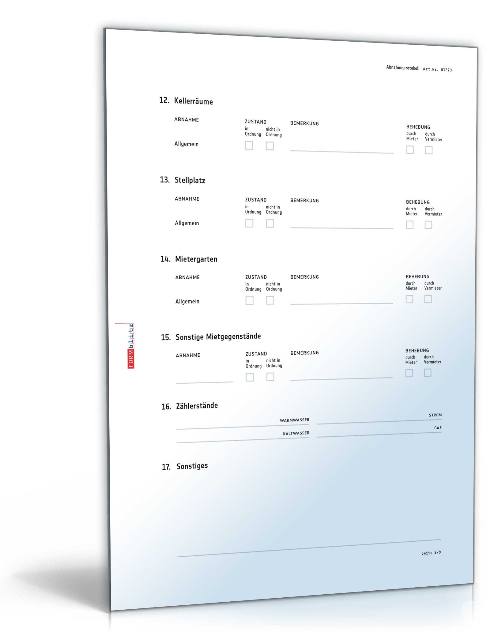 Abnahmeprotokoll Wohnung PDF. Seite: 9