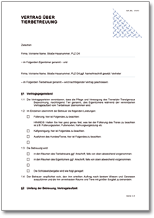 Vertrag Tierbetreuung Word