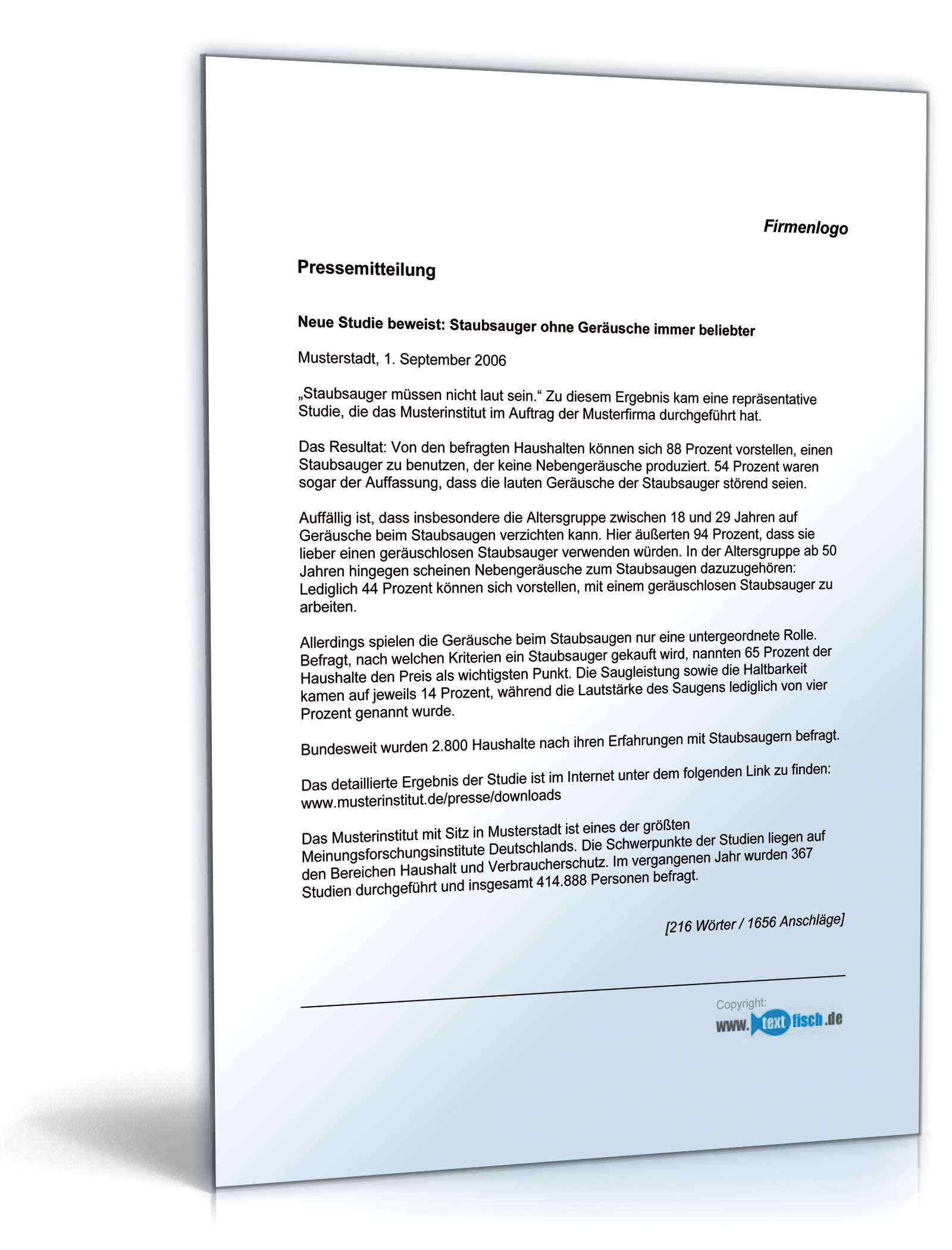 Pressemitteilung über Ergebnisse einer Studie