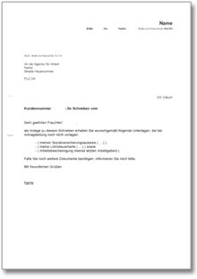 Begleitschreiben bei Zusendung von Unterlagen Word