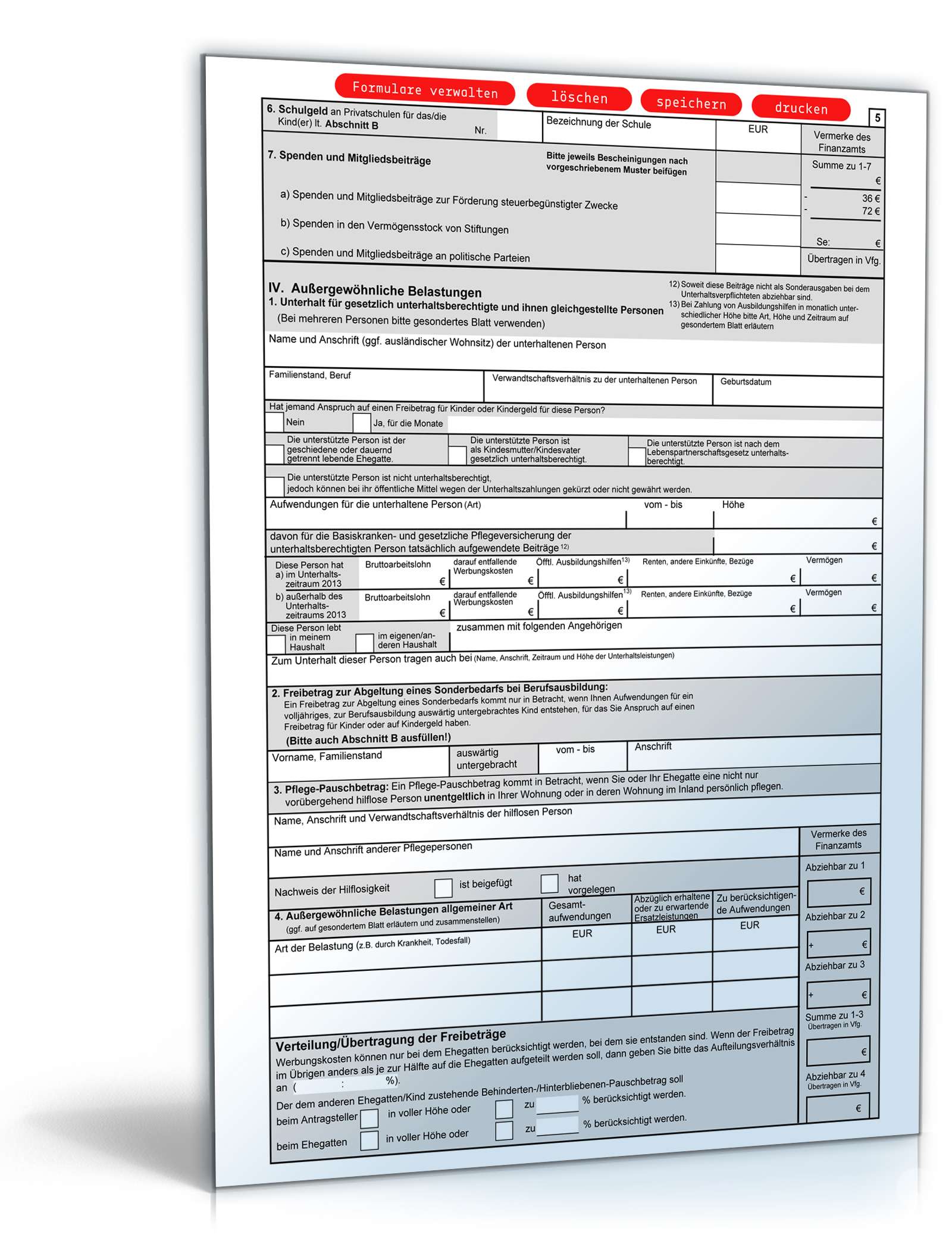 Antrag auf Lohnsteuer-Ermäßigung 2013 PDF. Seite: 5