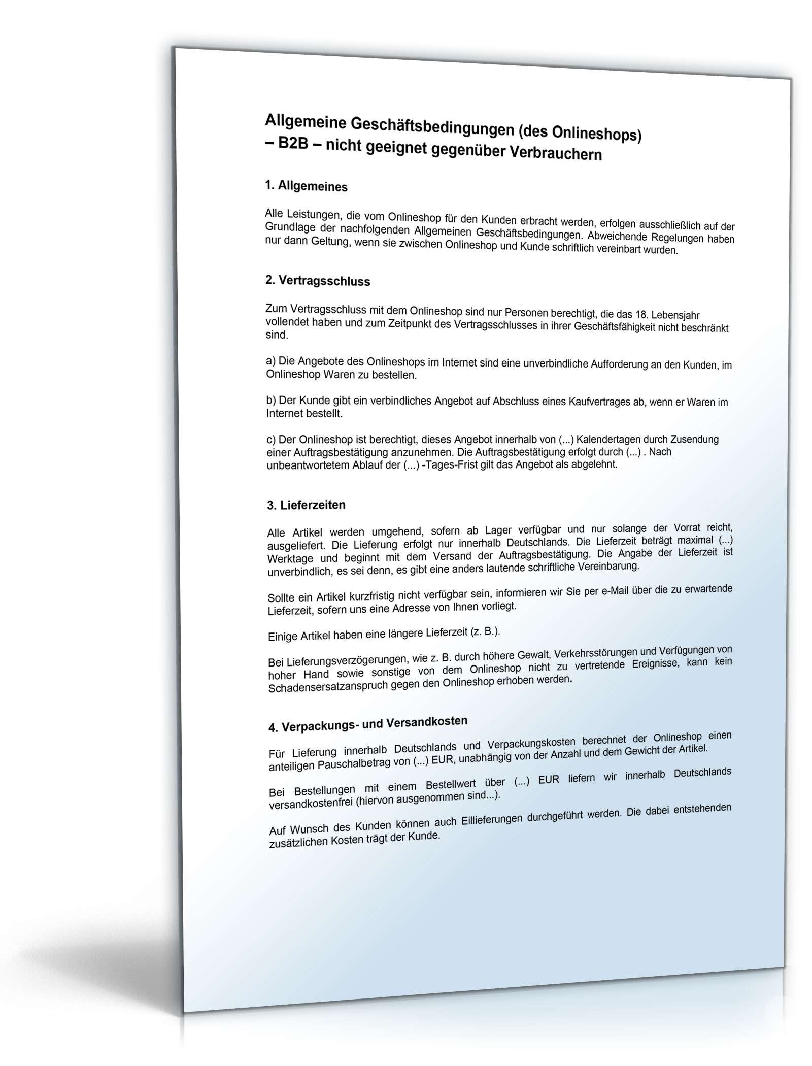 AGB Internethandel zwischen Unternehmern PDF