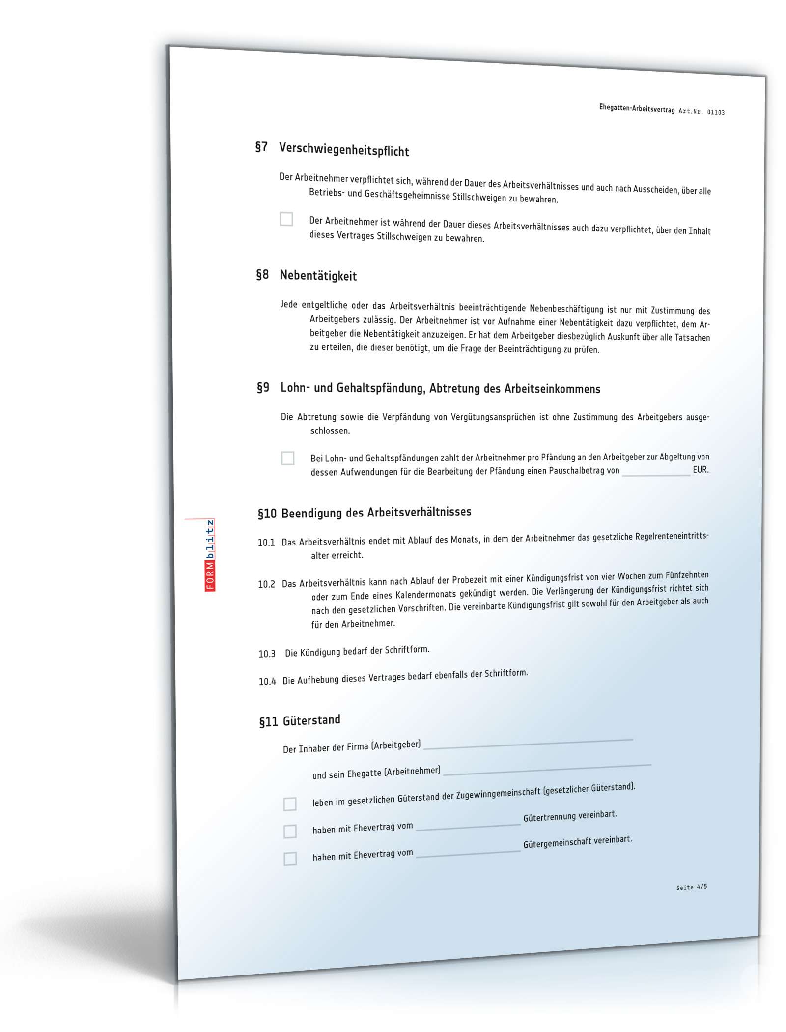 Ehegatten-Arbeitsvertrag PDF. Seite: 4