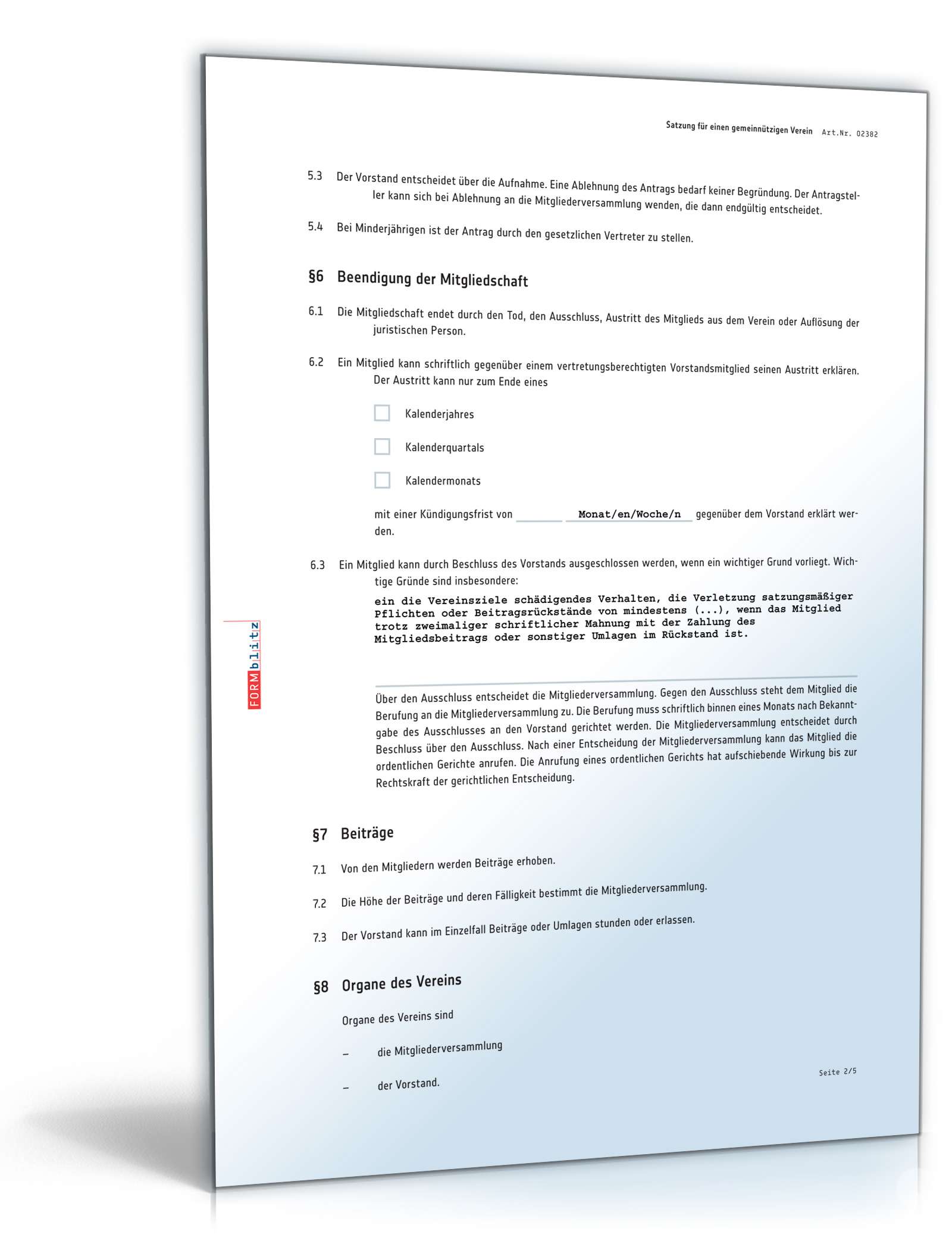 Satzung gemeinnütziger Verein PDF. Seite: 2