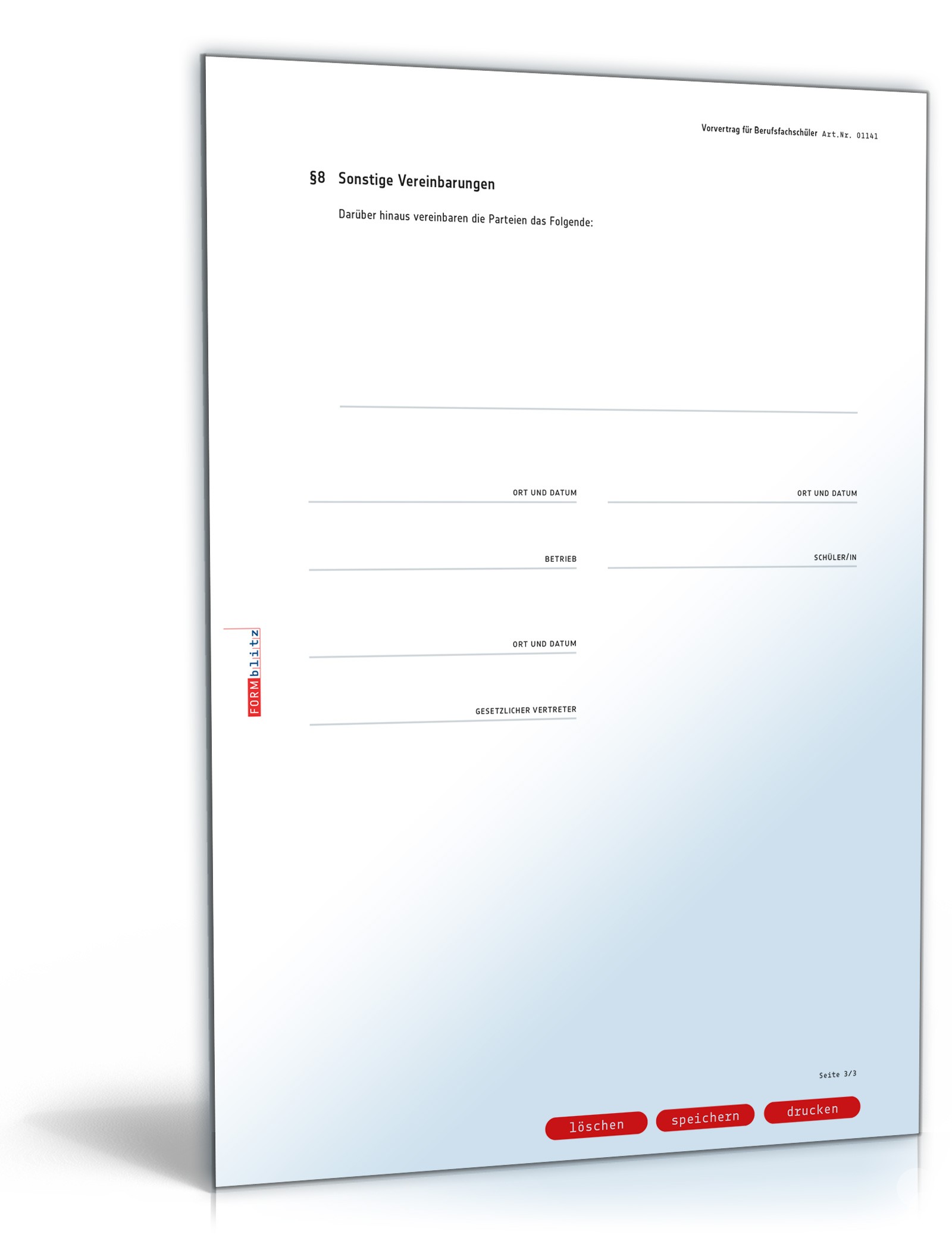 Vorvertrag für Berufsfachschüler PDF. Seite: 3