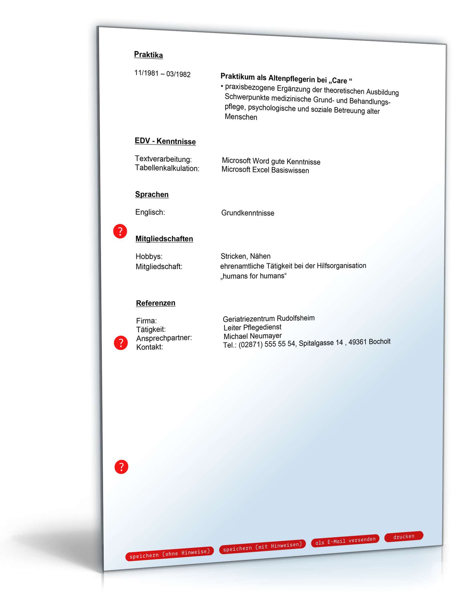 Lebenslauf Altenpfleger PDF. Seite: 3