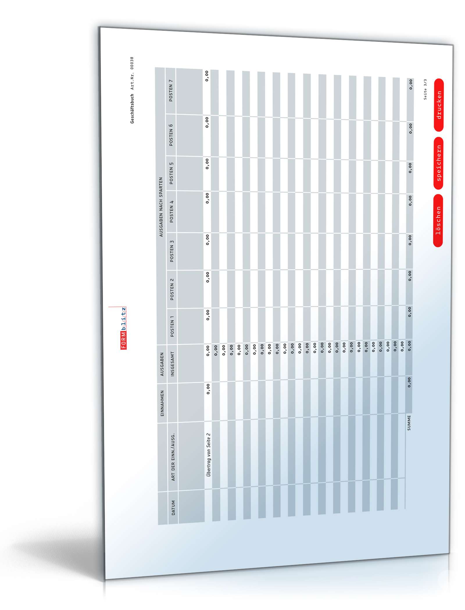 Geschäftsbuch blanko PDF. Seite: 3