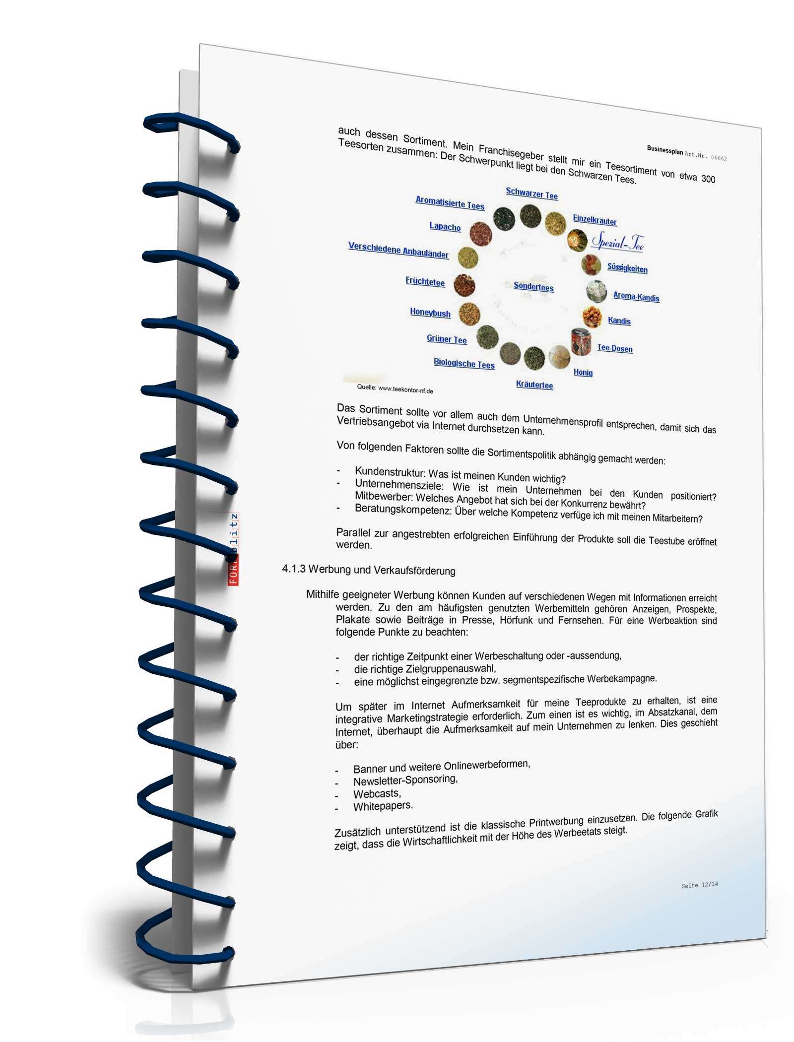 Businessplan Teeladen mit Teestube Excel. Seite: 13