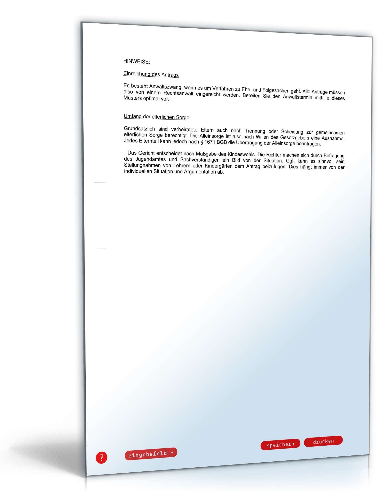 Antrag auf Übertragung des alleinigen Sorgerechts PDF. Seite: 3